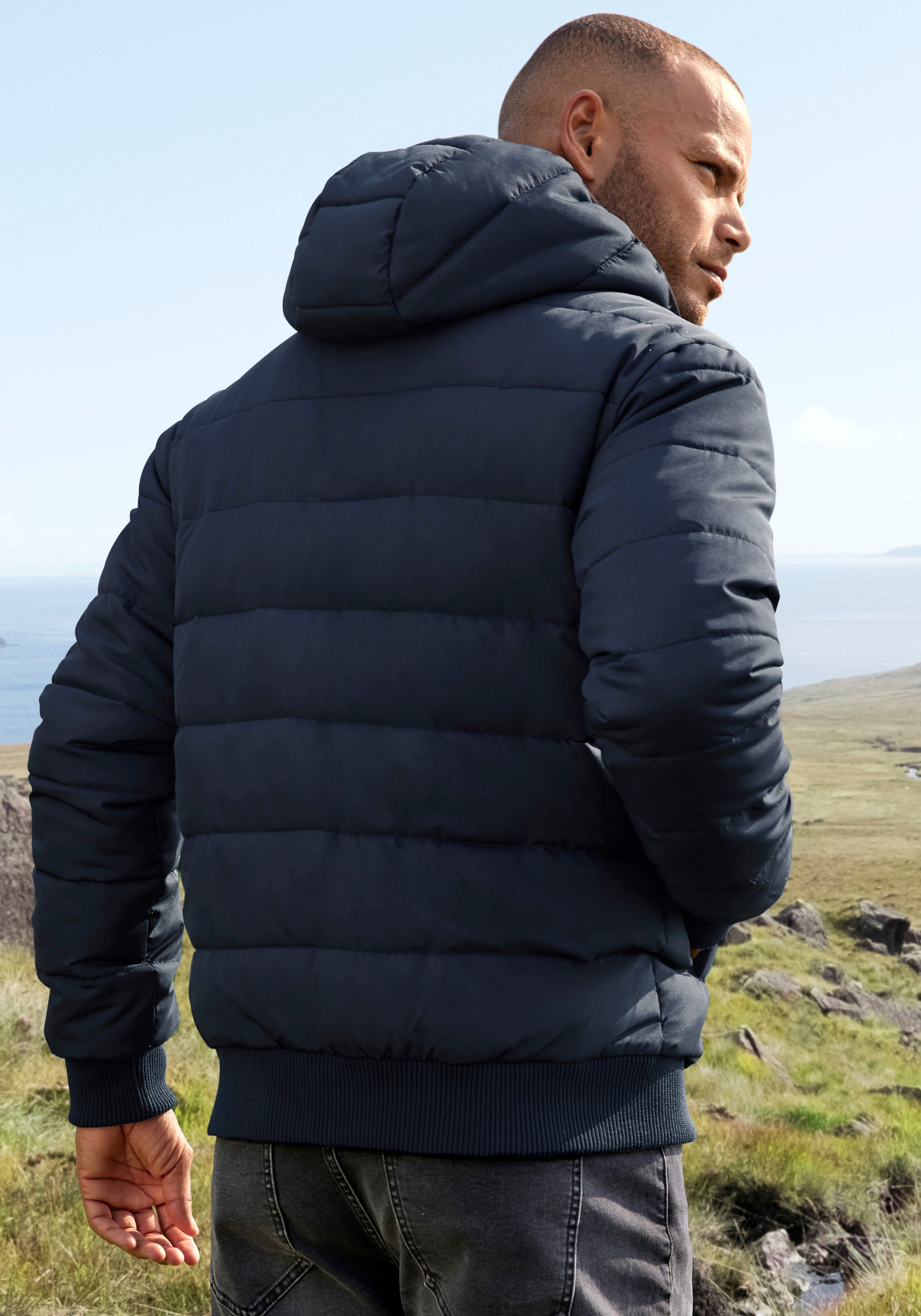 John Devin Gewatteerde jas Outdoorjacke met gebreide boorden