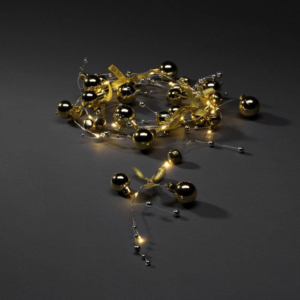 KONSTSMIDE Led-lichtsnoer Kerst versiering messingkleurig, 6u timer, 20 warmwitte diodes