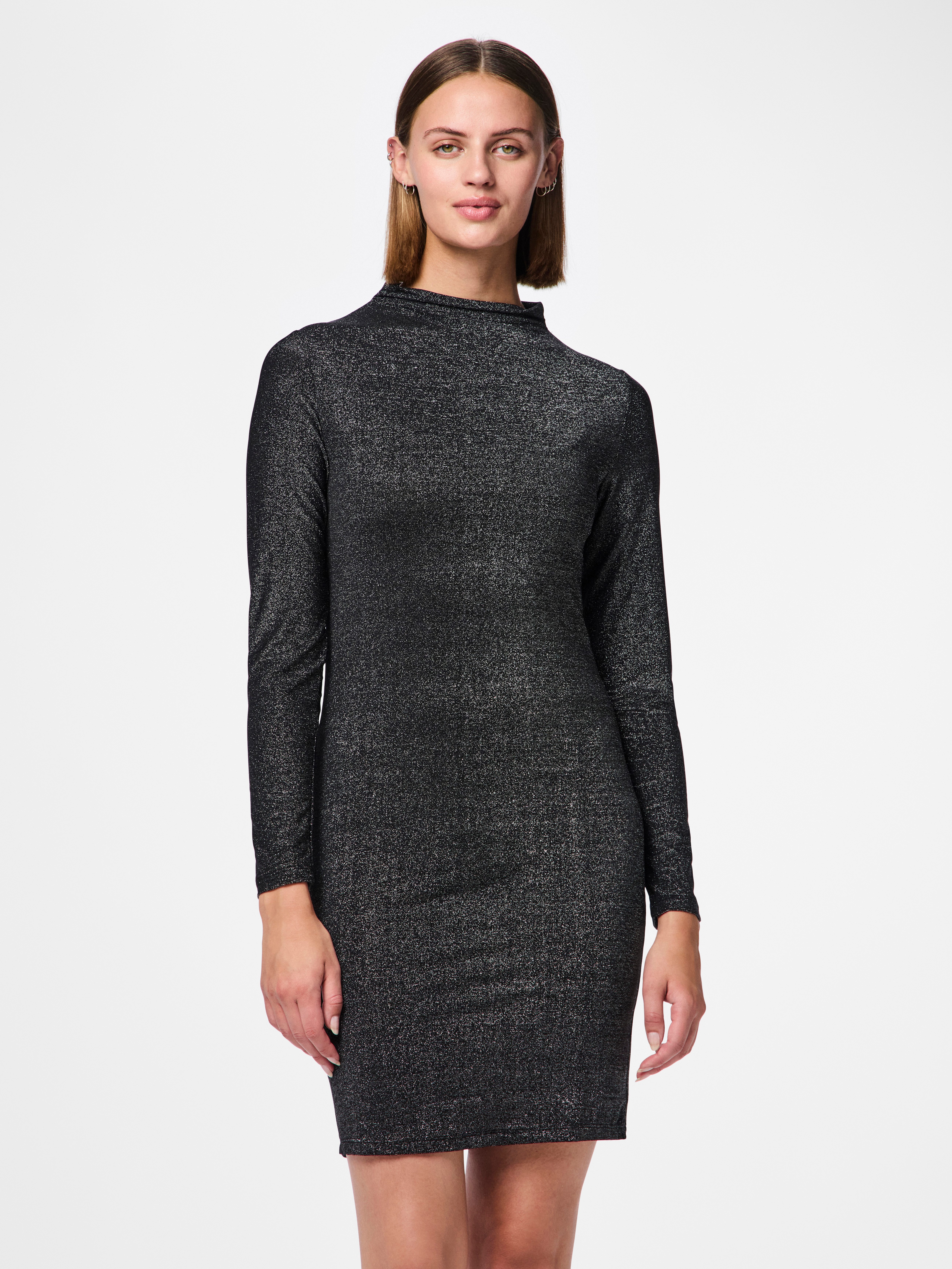 Pieces Mini-jurk PCMONICA LS GLITTER DRESS NOOS Glitterstof, de perfecte outfit voor een lange partynacht