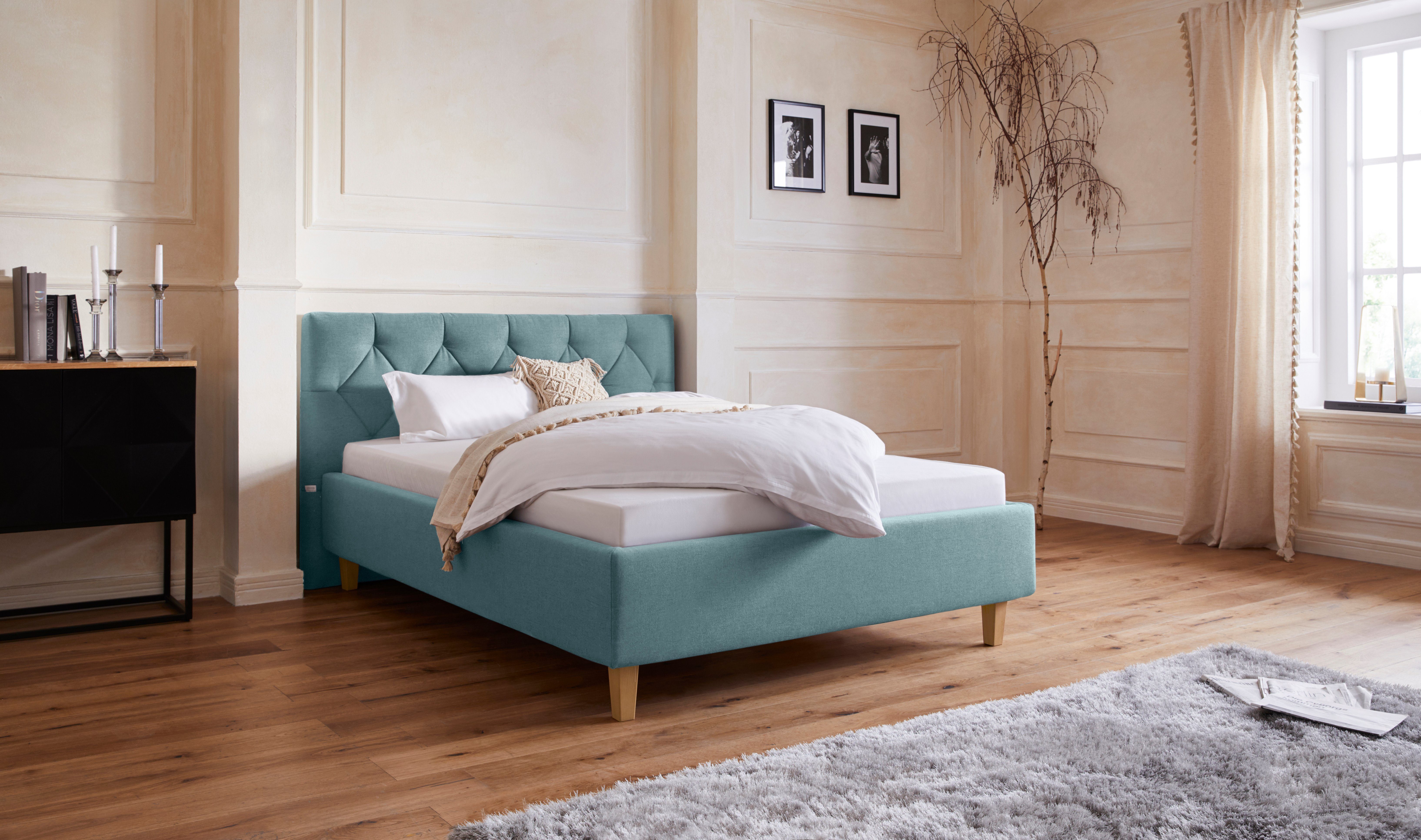 Guido Maria Kretschmer Home&Living Gestoffeerd bed Sunley 100 Kruisstiksel, hoofdbordhoogte 102 cm, zonder of met matras/lattenbodem