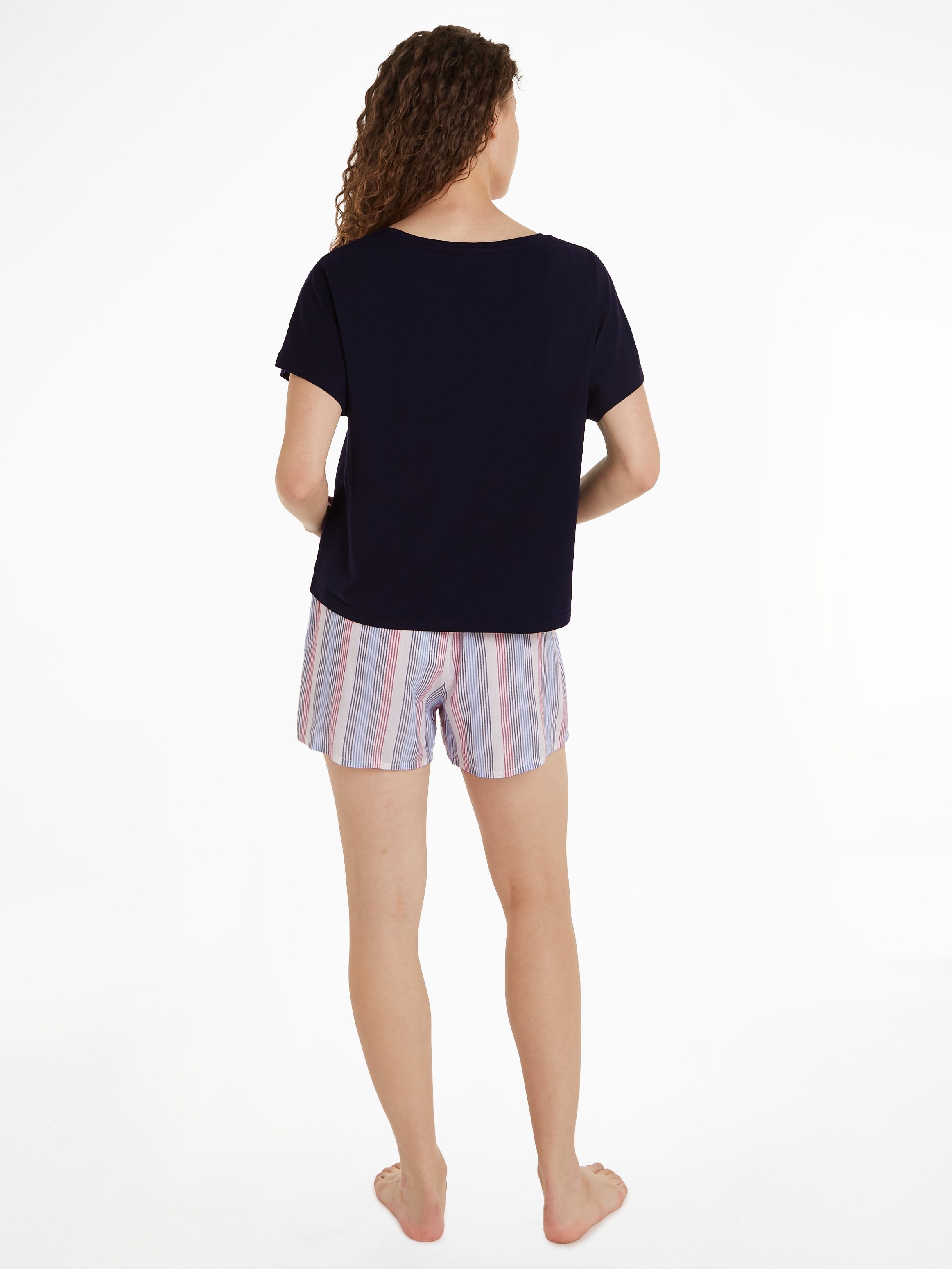 Tommy Hilfiger Underwear Shortama SS PYJ SET WOVEN Shirt effen, shorts bedrukt (set, 2-delig, Shirt + short)