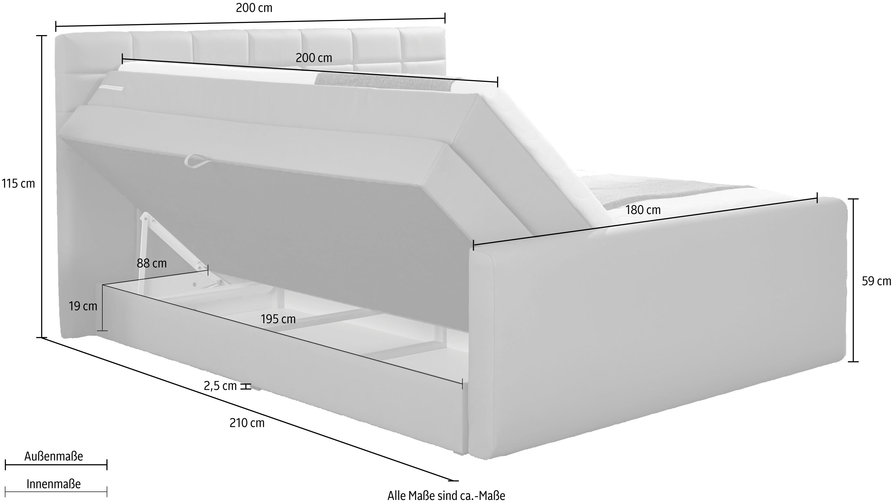 INOSIGN Boxspring Lethbridge incl. bedbox en matrastopper, twee matrastypes in h2