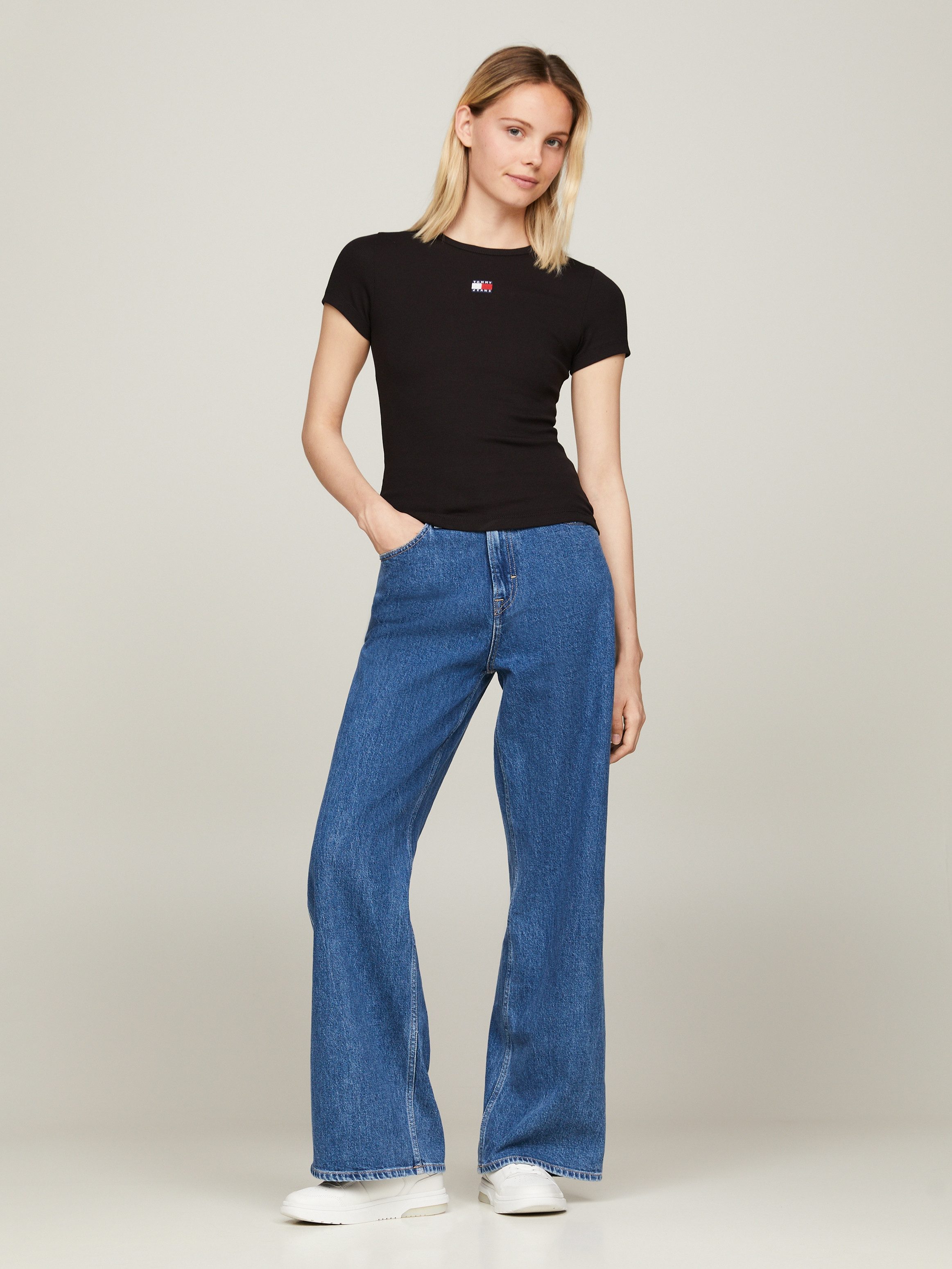 TOMMY JEANS Shirt met korte mouwen TJW SLIM BADGE RIB TEE
