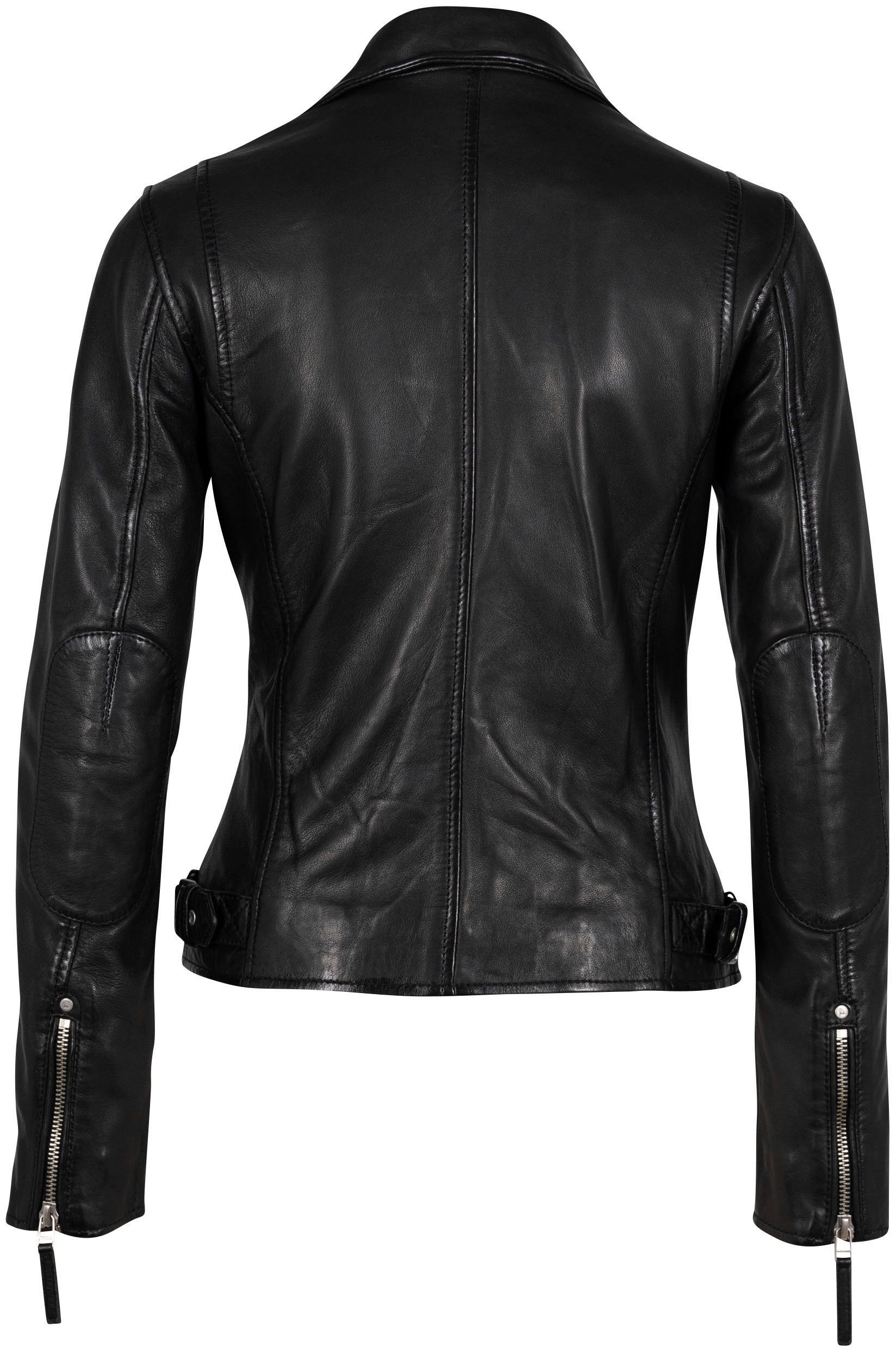 Mauritius Leren jack PGG W14 LEGV in bikerstijl, asymmetrische rits, reverskraag