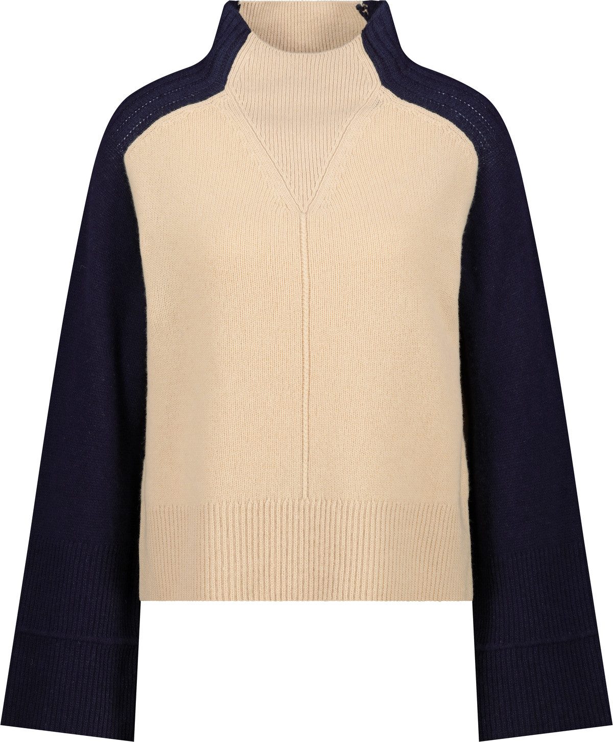 Monari Gebreide Trui colorblock Regular fit met ronde hals met opstaande kraag