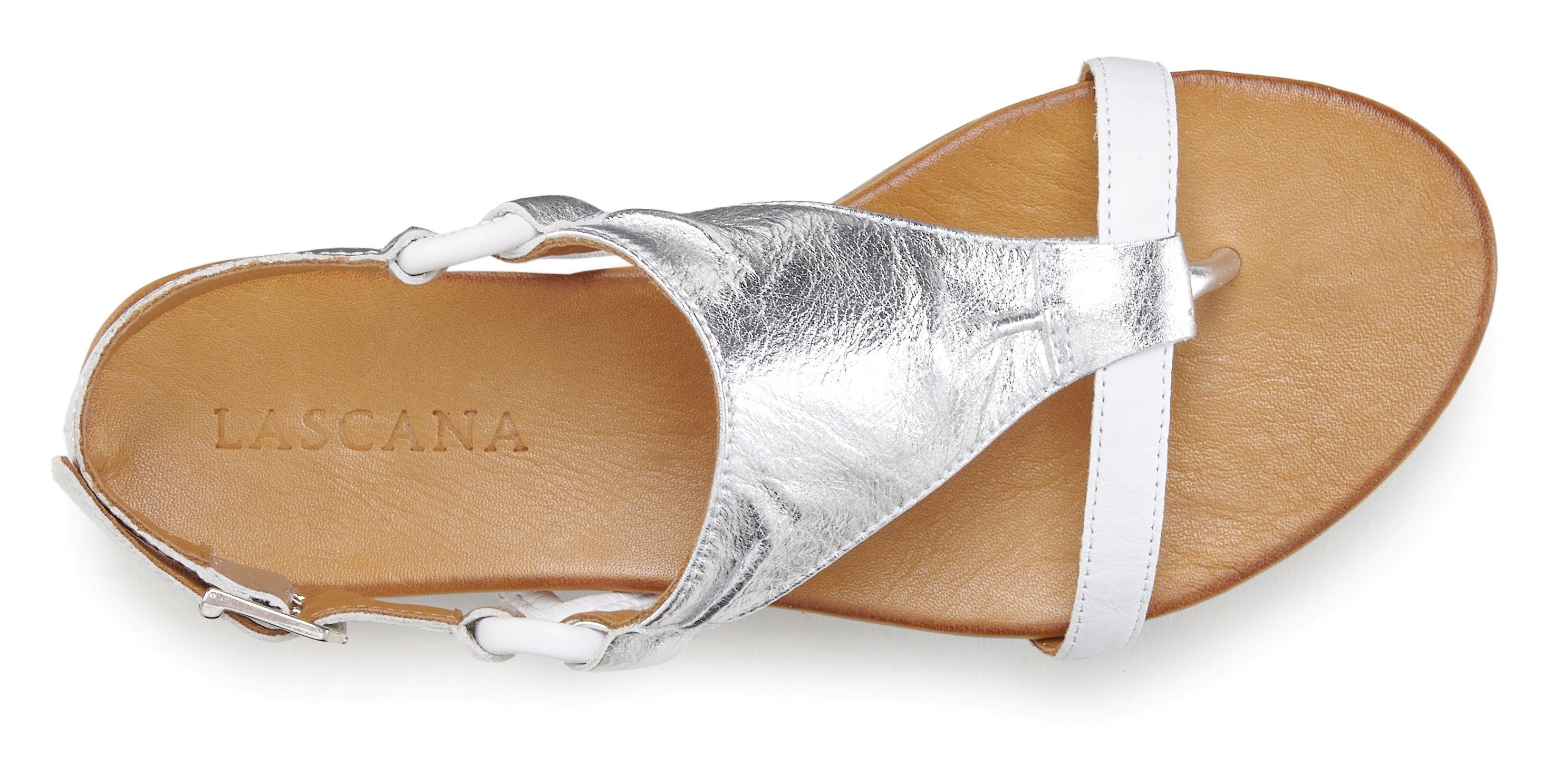 Lascana Sandalen Zomerschoen Sandalette, zomerschoen van hoogwaardig leer met metallic uiterlijk