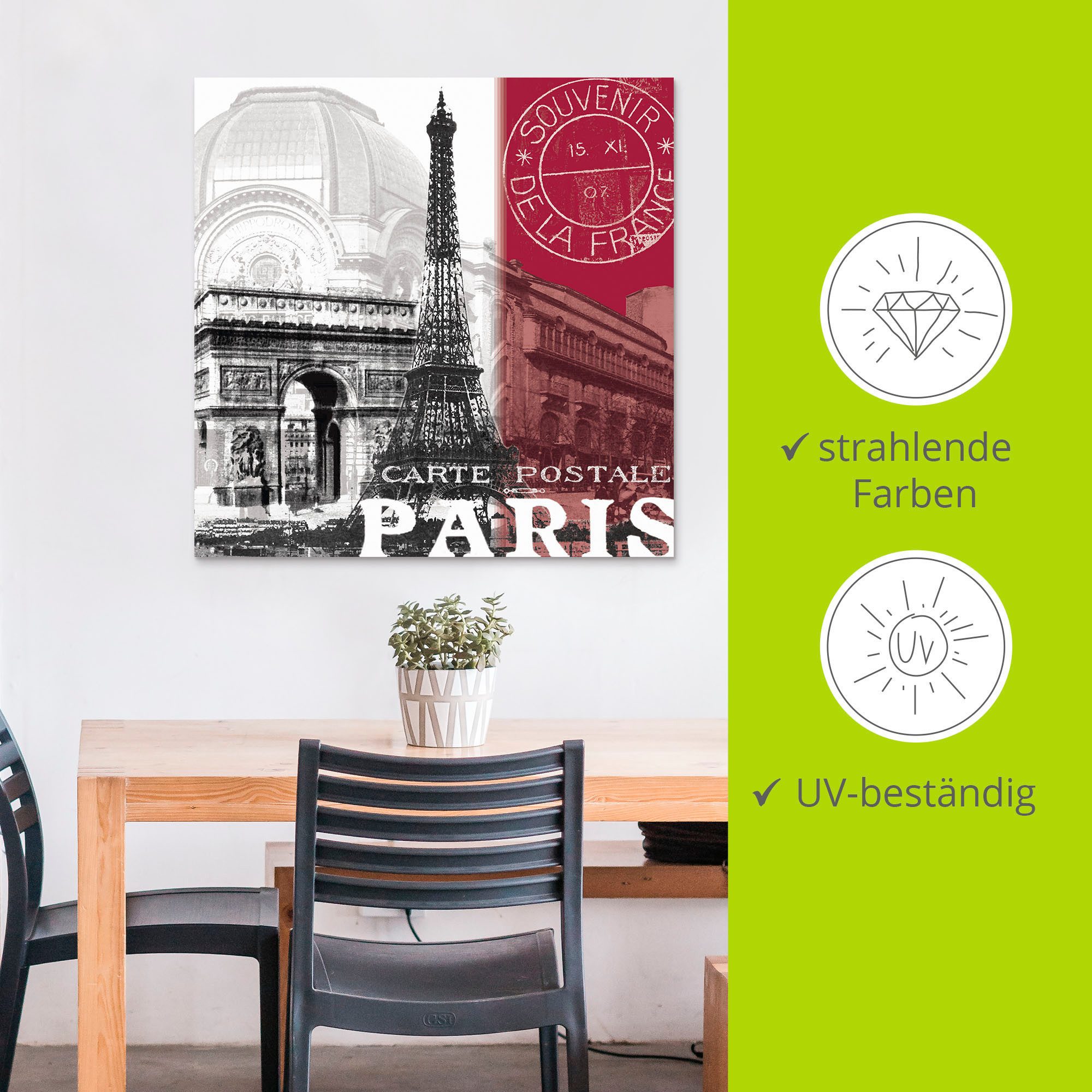 Artland Artprint Paris als artprint van aluminium, artprint voor buiten, artprint op linnen in verschillende maten