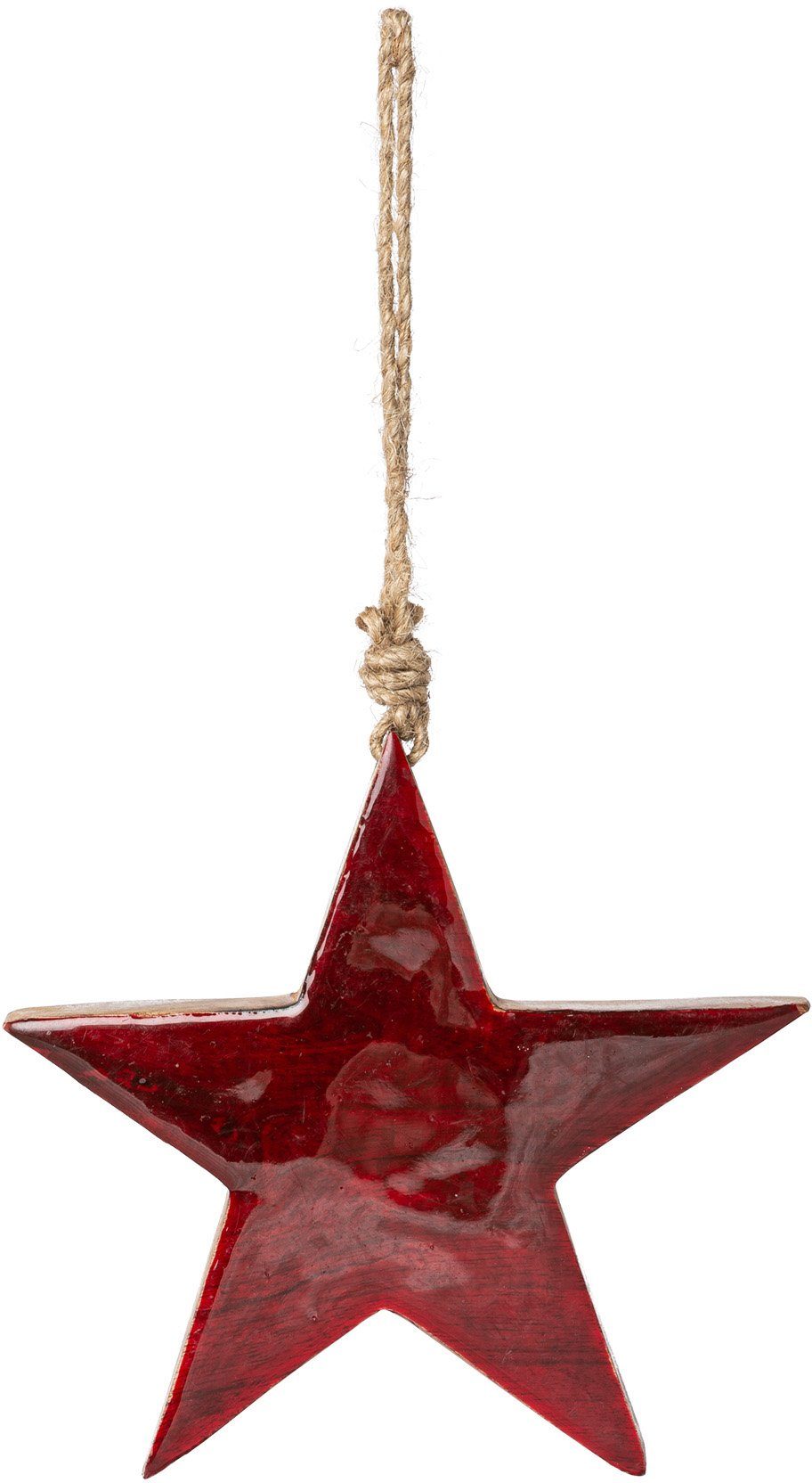 Creativ deco Sierster Kerstster, kerstversiering rood van hout, hangdecoratie, 3-delige set, ø ca. 20 cm (3 stuks)