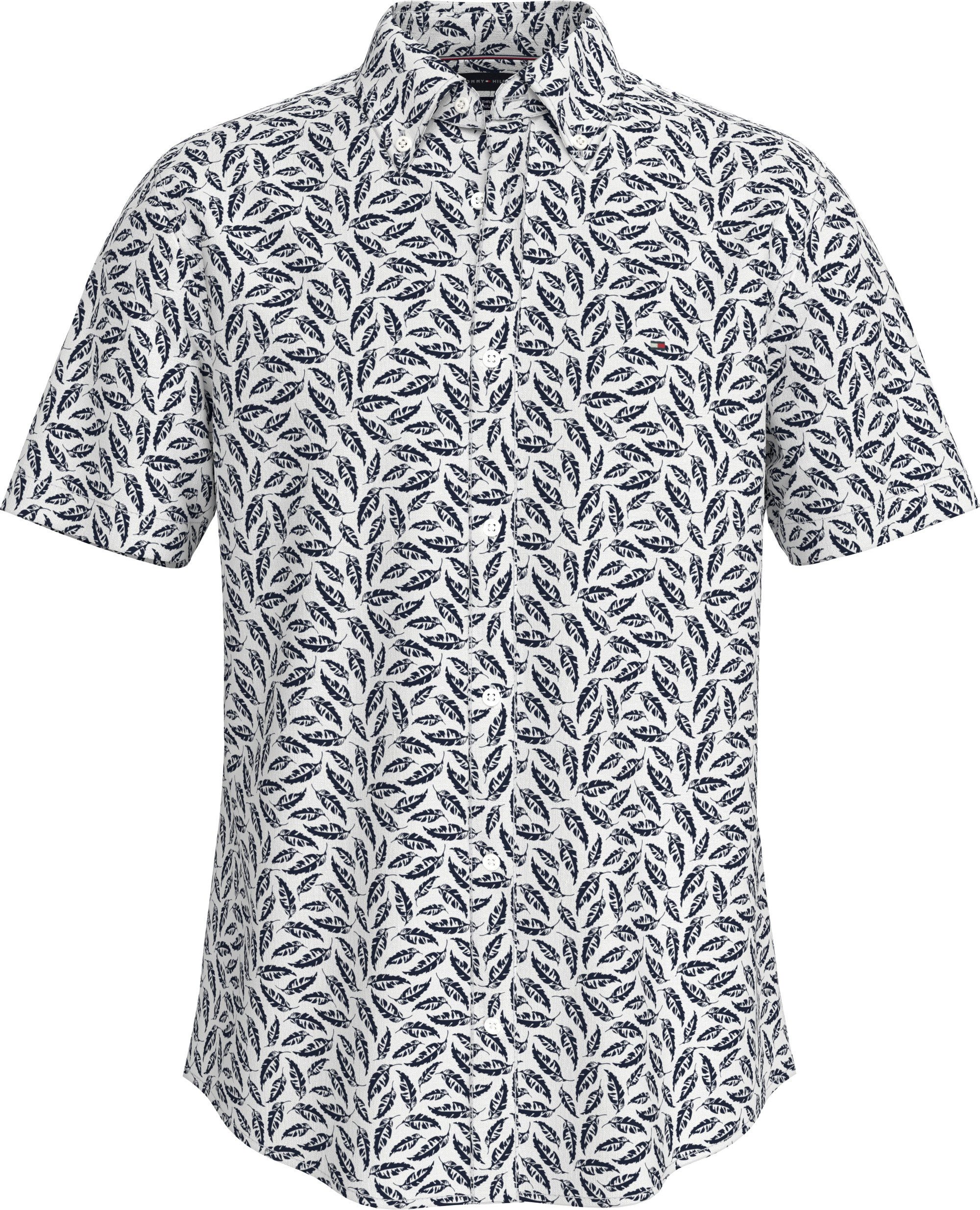 Tommy Hilfiger Overhemd met korte mouwen LINEN BLEND PRINT S/S RF SHIRT modieuze print, met linnen aandeel