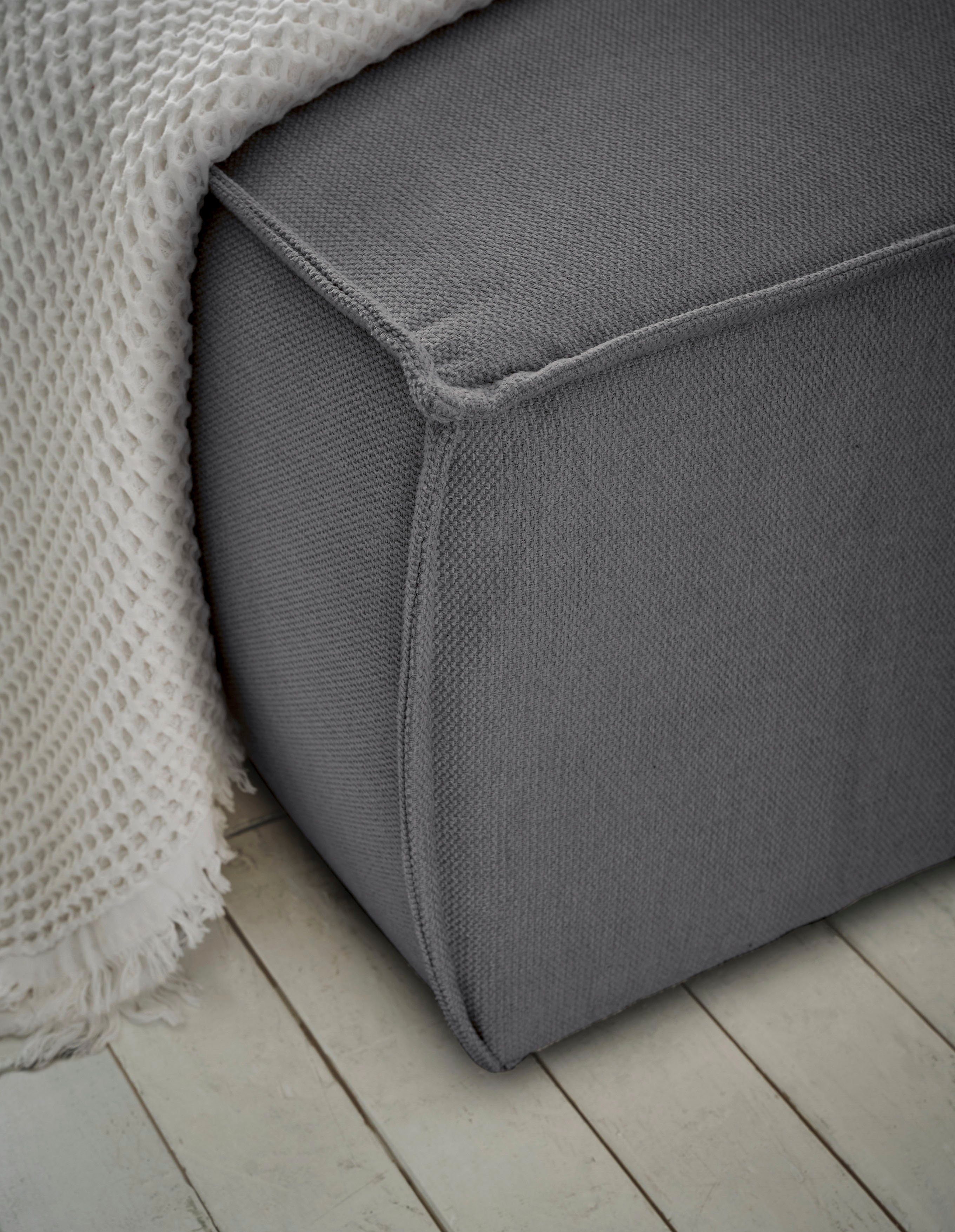 andas Hoekbank Finnley slaapbank 267 cm in Bouclé, fijne structuur en cord, L-vorm