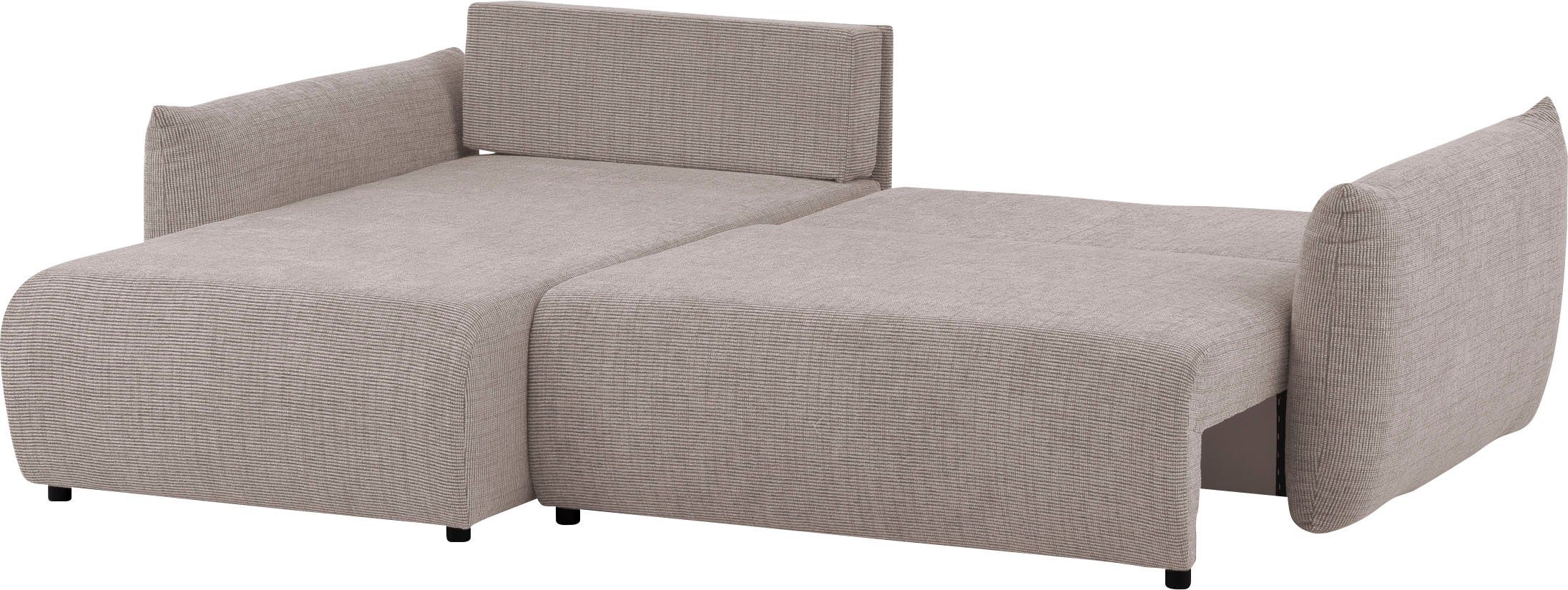 INOSIGN Hoekbank MAVAS bedbank met bedkist, L-model, ca. 257/127 cm (ligoppervlak 212/145 cm), ribfluweel, chenille, structuur