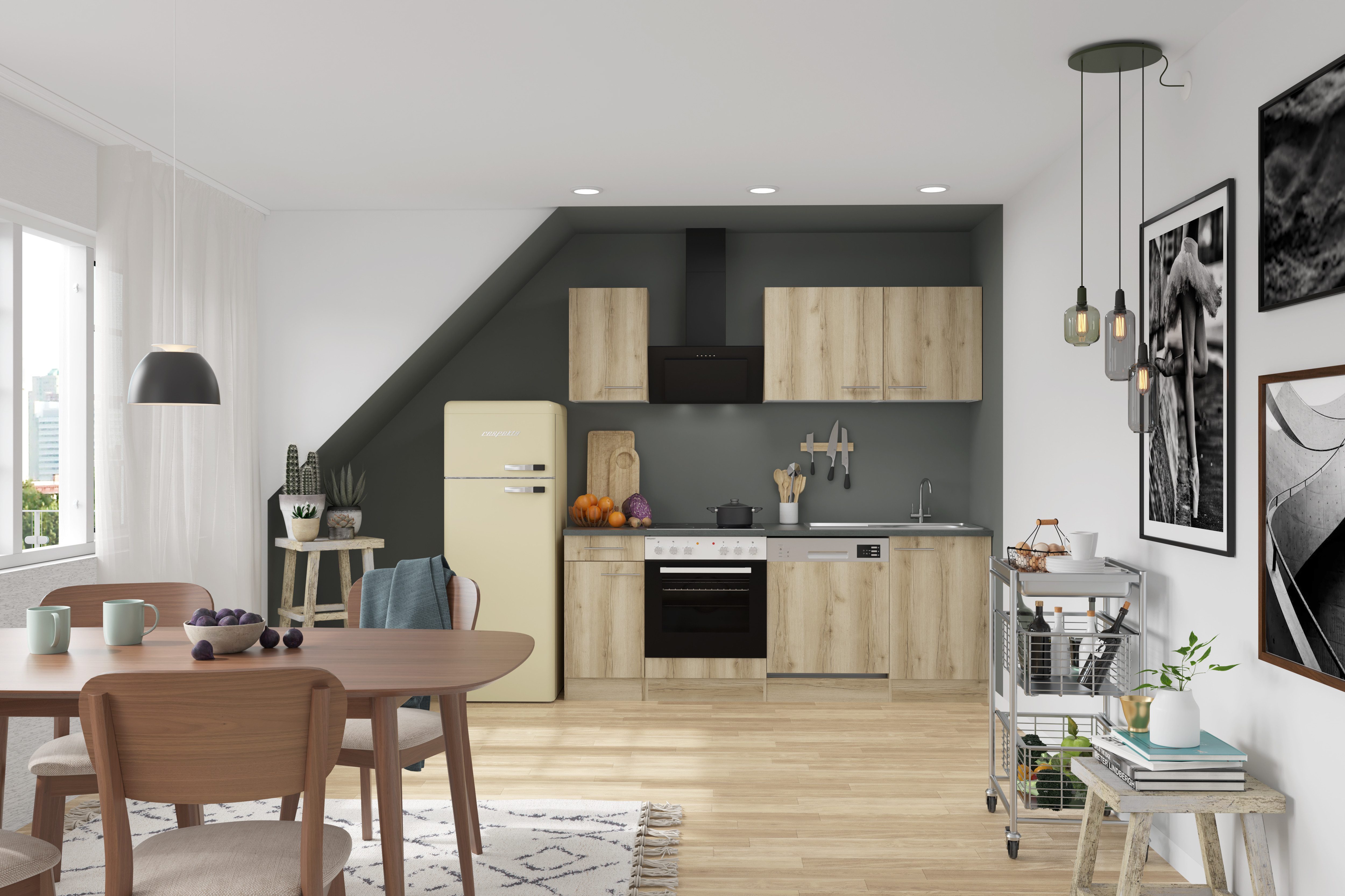 OPTIFIT Keuken Bella Breedte 210 cm, optioneel met elektrische apparaten