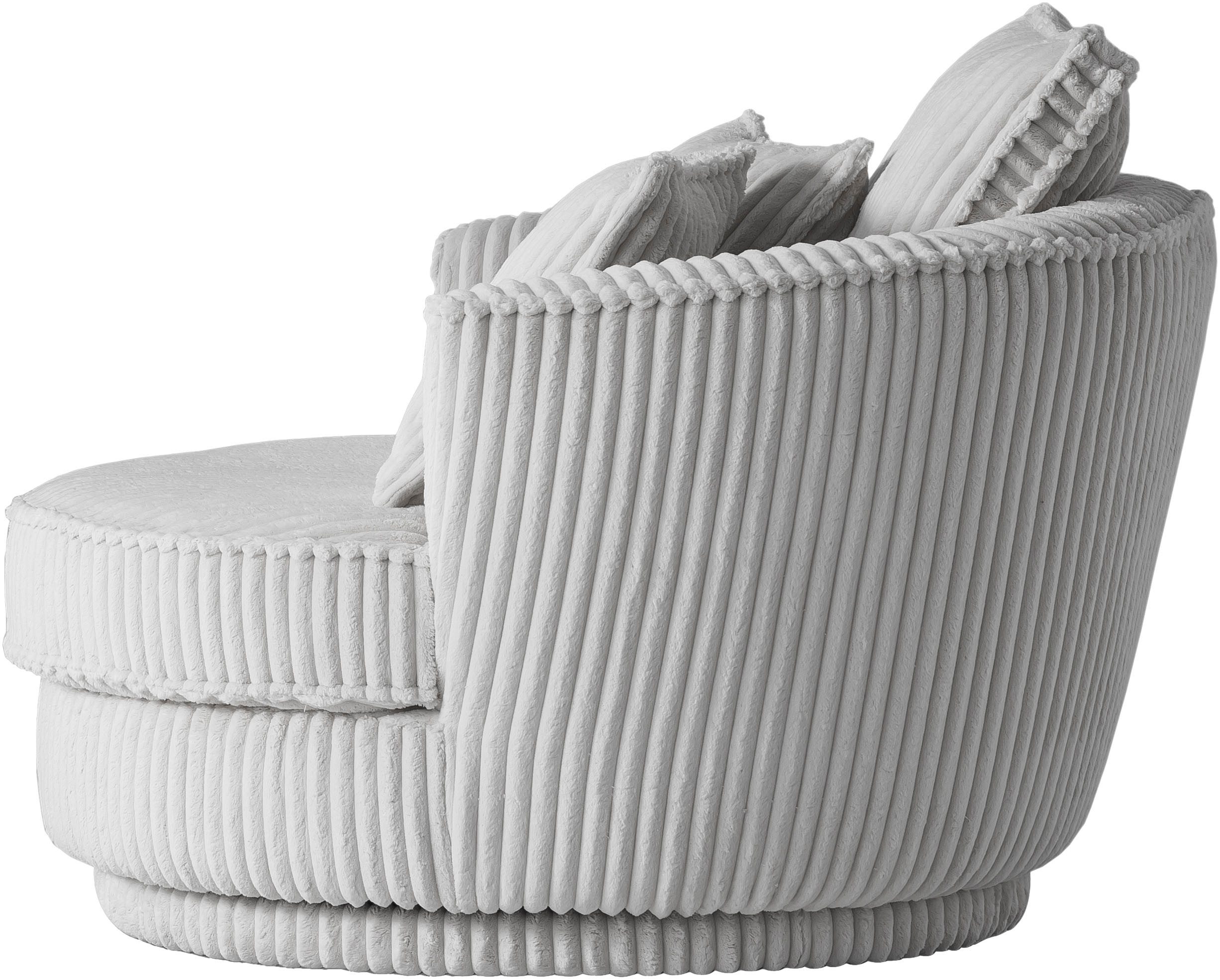 Leonique Draaibare fauteuil MAISIE, Love Seat XXL, leesfauteuil BIG- Zetel in MEGA CORD en geweven velours, 360 graden draaibaar