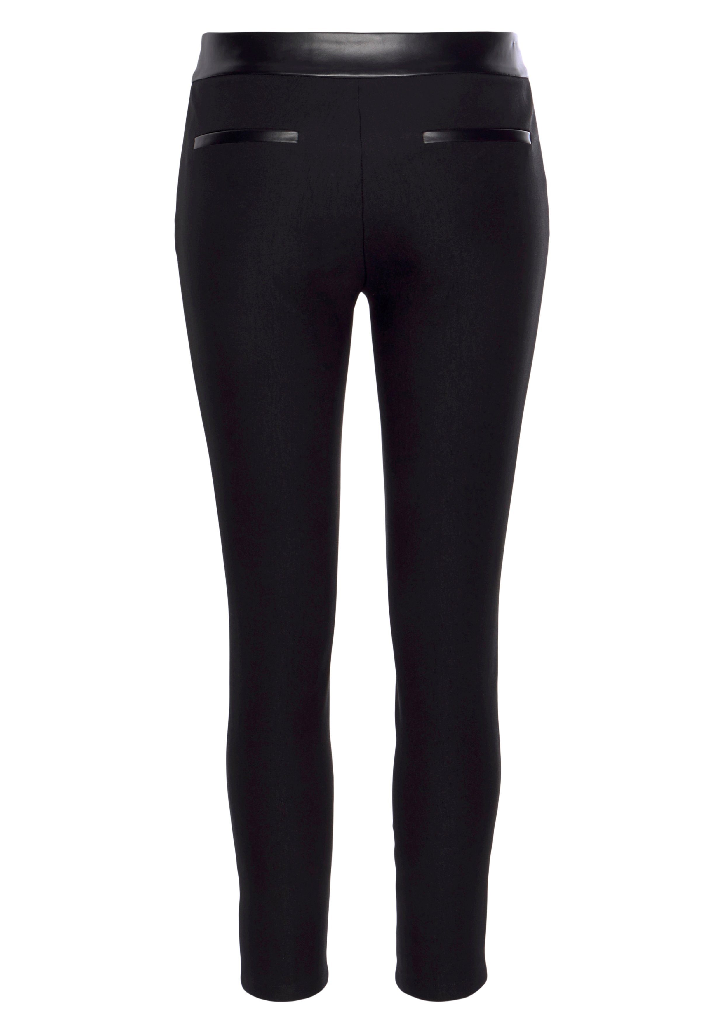 Lascana Stretchbroek met inzetstukken van imitatieleer, elegante jerseybroek, casual-chic