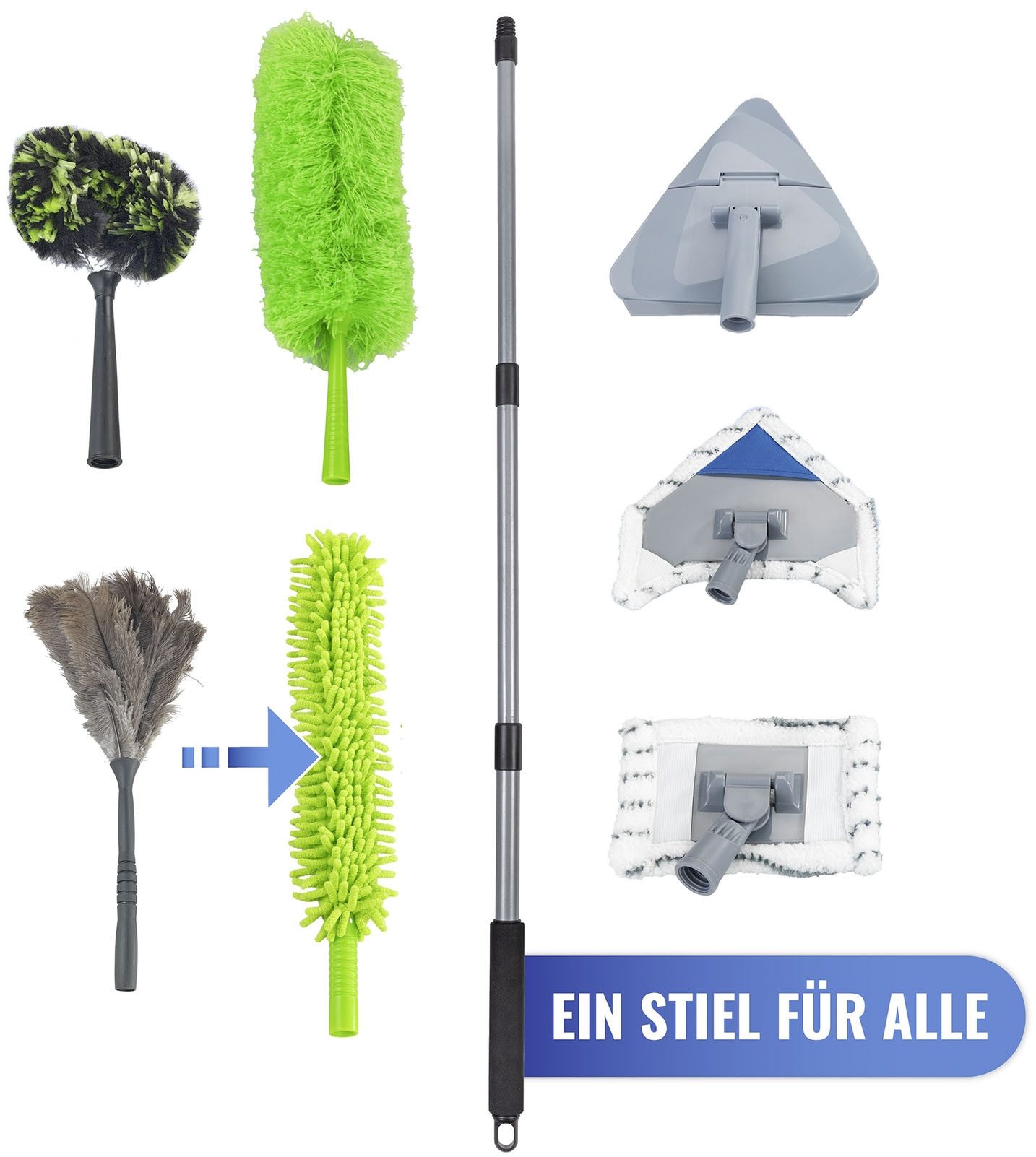 Maximex Plumeau Telescopisch stofzuigerzwaard met knikverbinding magnetisch aantrekkende stofwisser, ultraflauw, 2-zijdige hoes