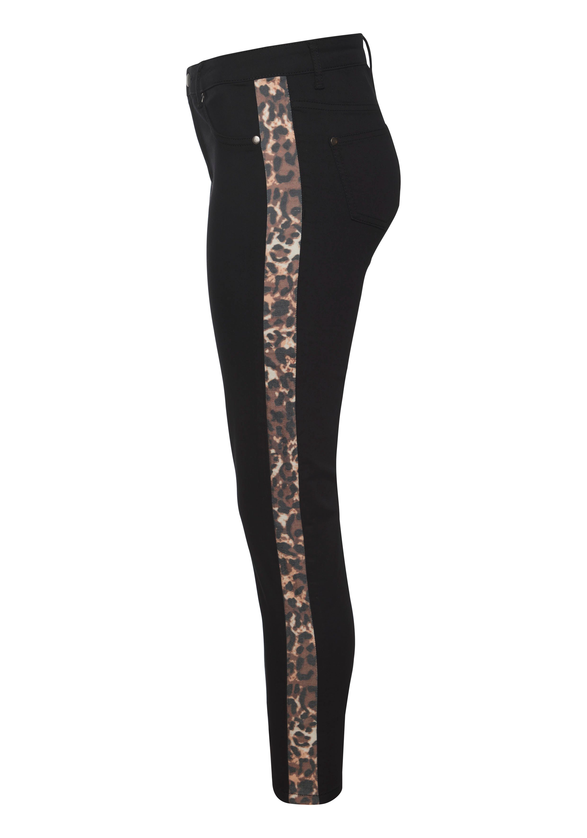 Lascana 7 8-jegging met dierenprint aan de zijkant elastische skinny jeans van katoenmix