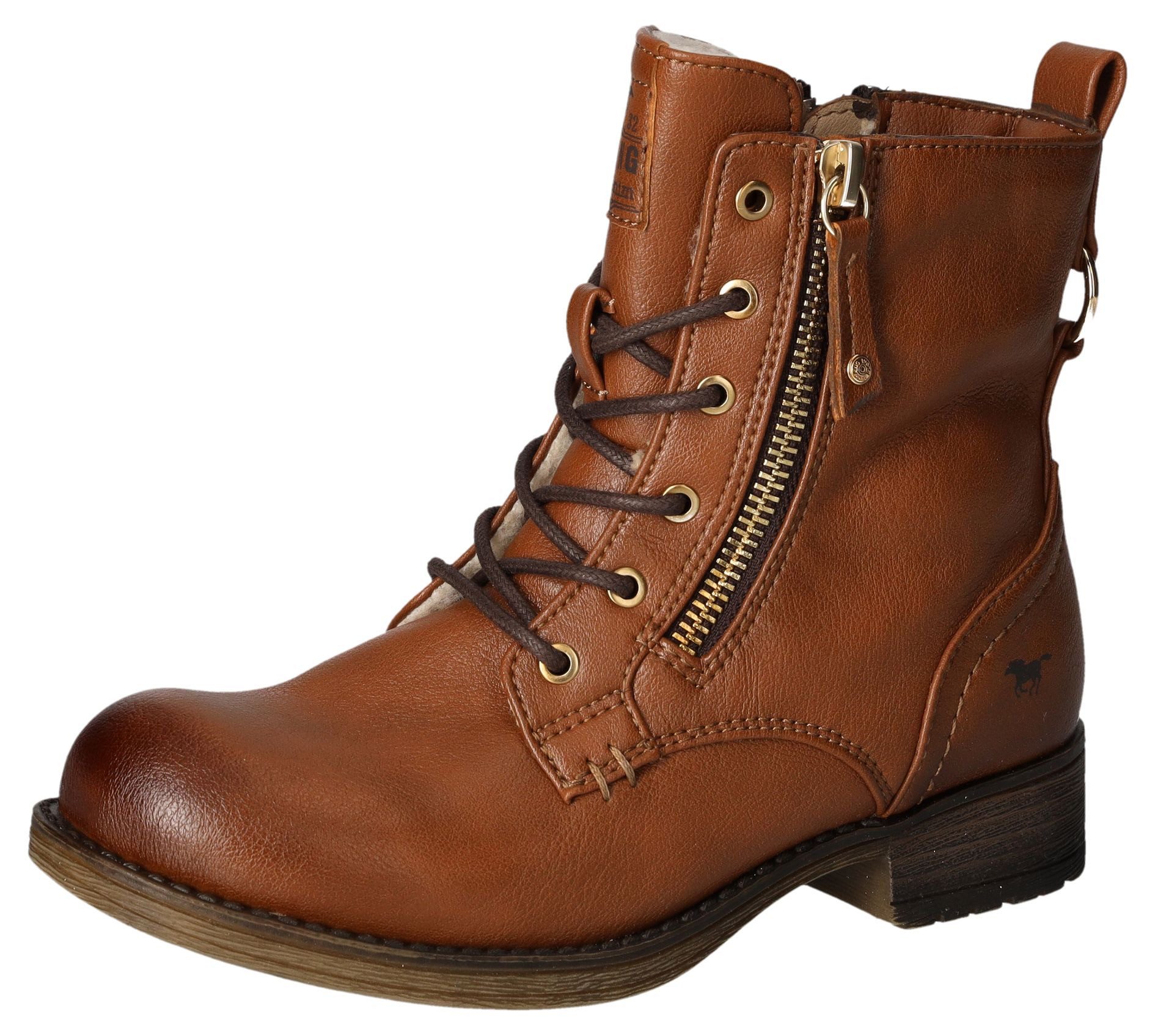 Mustang Shoes Winterlaarzen lace-up boots, ankle boots, block heel, with zipper