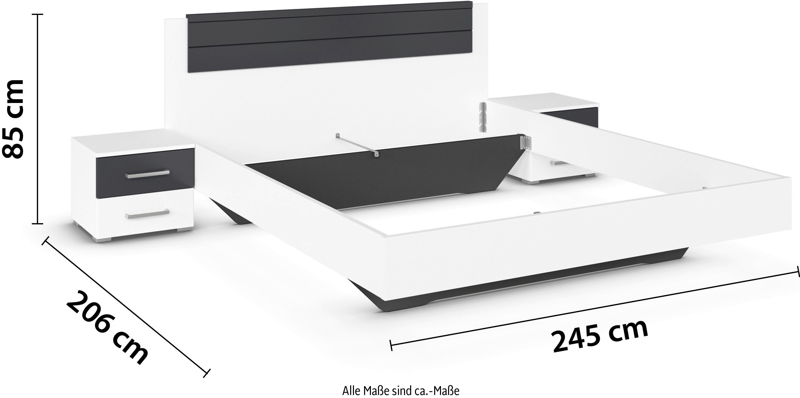 rauch Ledikant Tweepersoons futonbed BARCELONA in zwevende look (set, 3-delig)