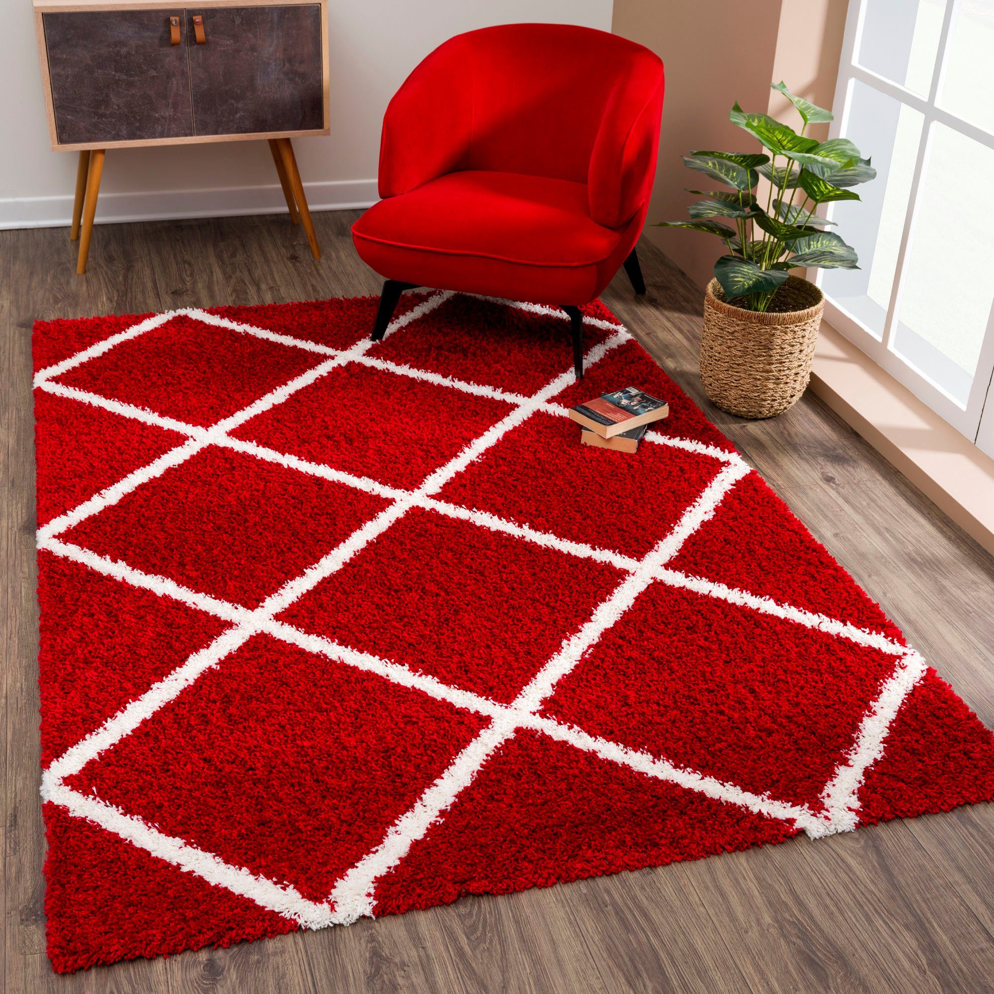 SANAT HALI Hoogpolig vloerkleed Madrid Woonkamer, lange pool, shaggy-vloerkleed