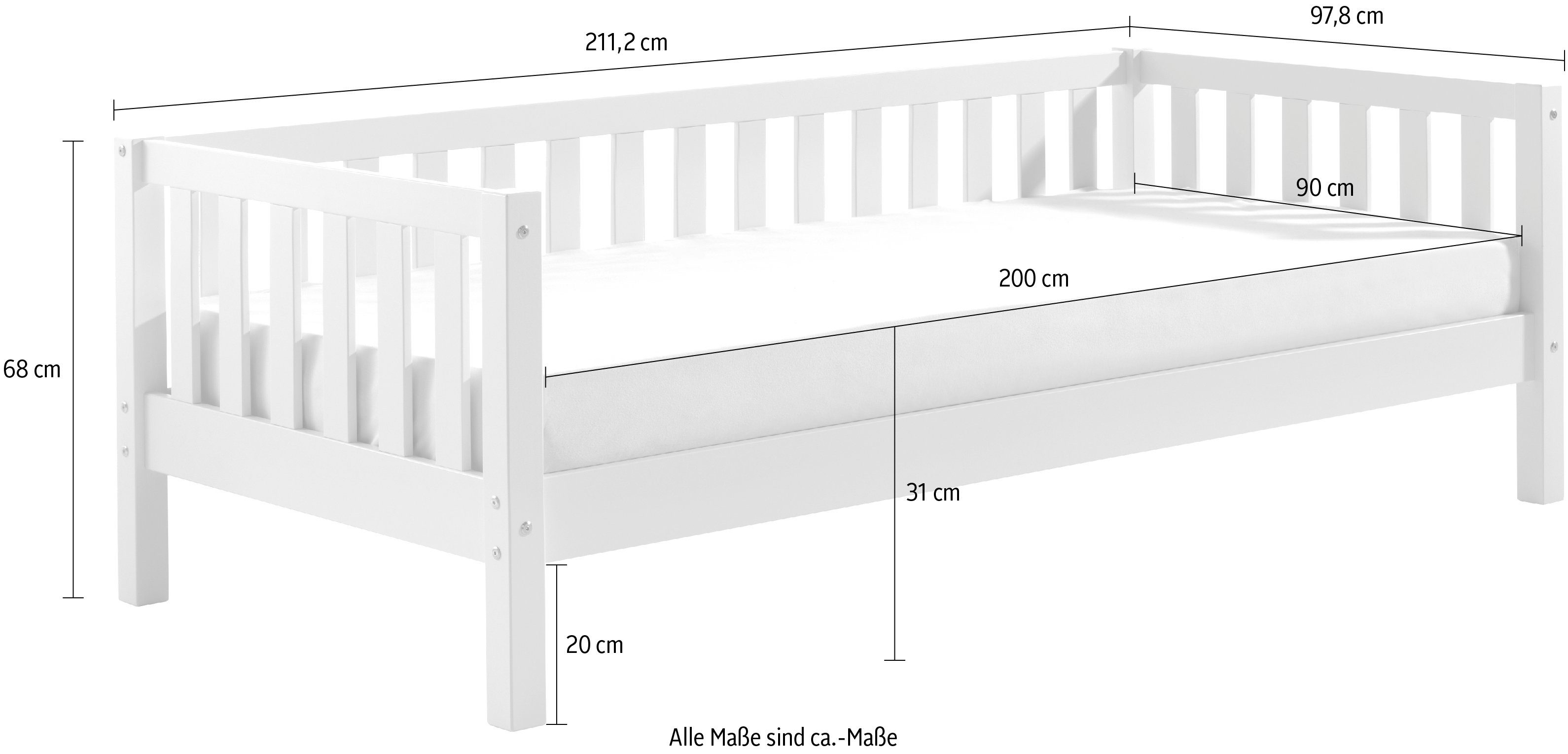 Vipack 1-persoonsledikant Sprossenomranding, massief dennenhout, stevig gebouwd en tijdloos design