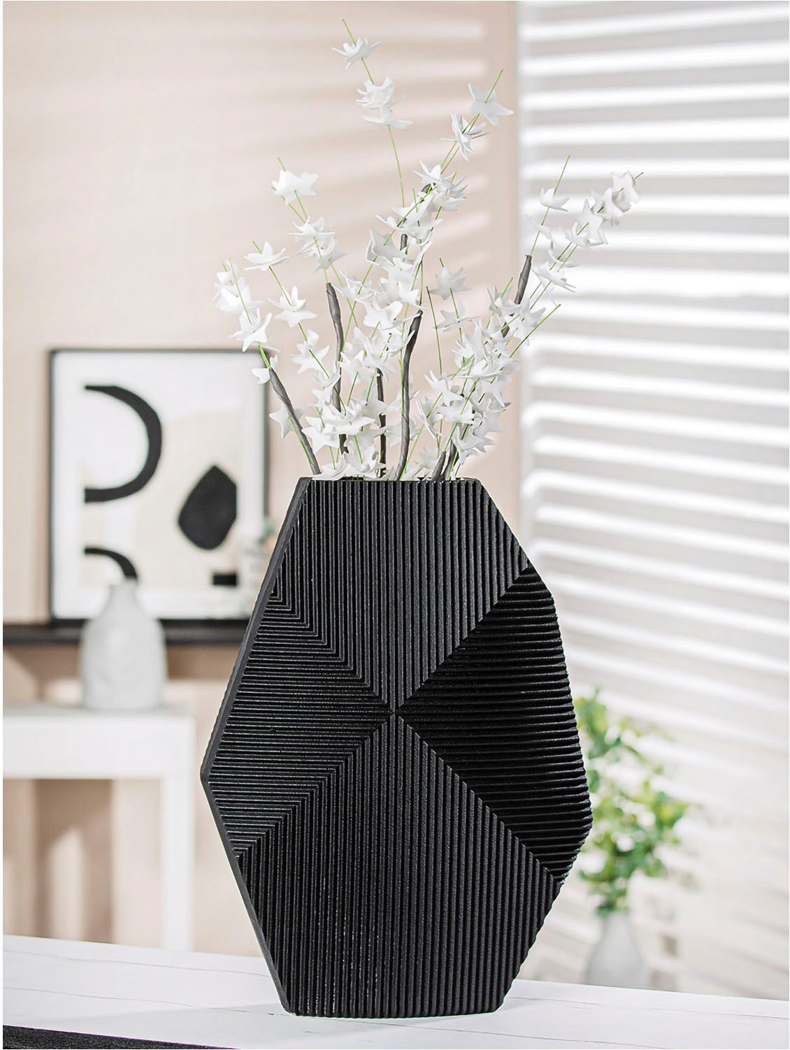 Casablanca by Gilde Tafelvaas Vaas Heptagon, zwart (1 stuk)