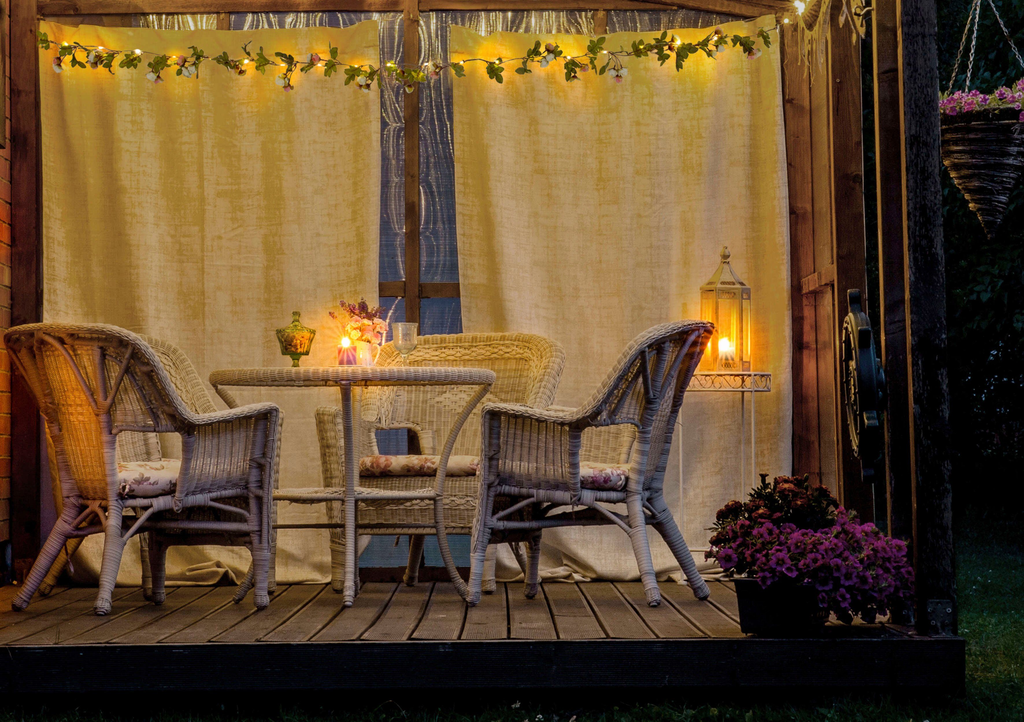 näve Led-lichtsnoer Roosjes witte en roze rozenbloemen, warmwitte led, lengte 420 cm, aansluitkabel 5 m (1 stuk)