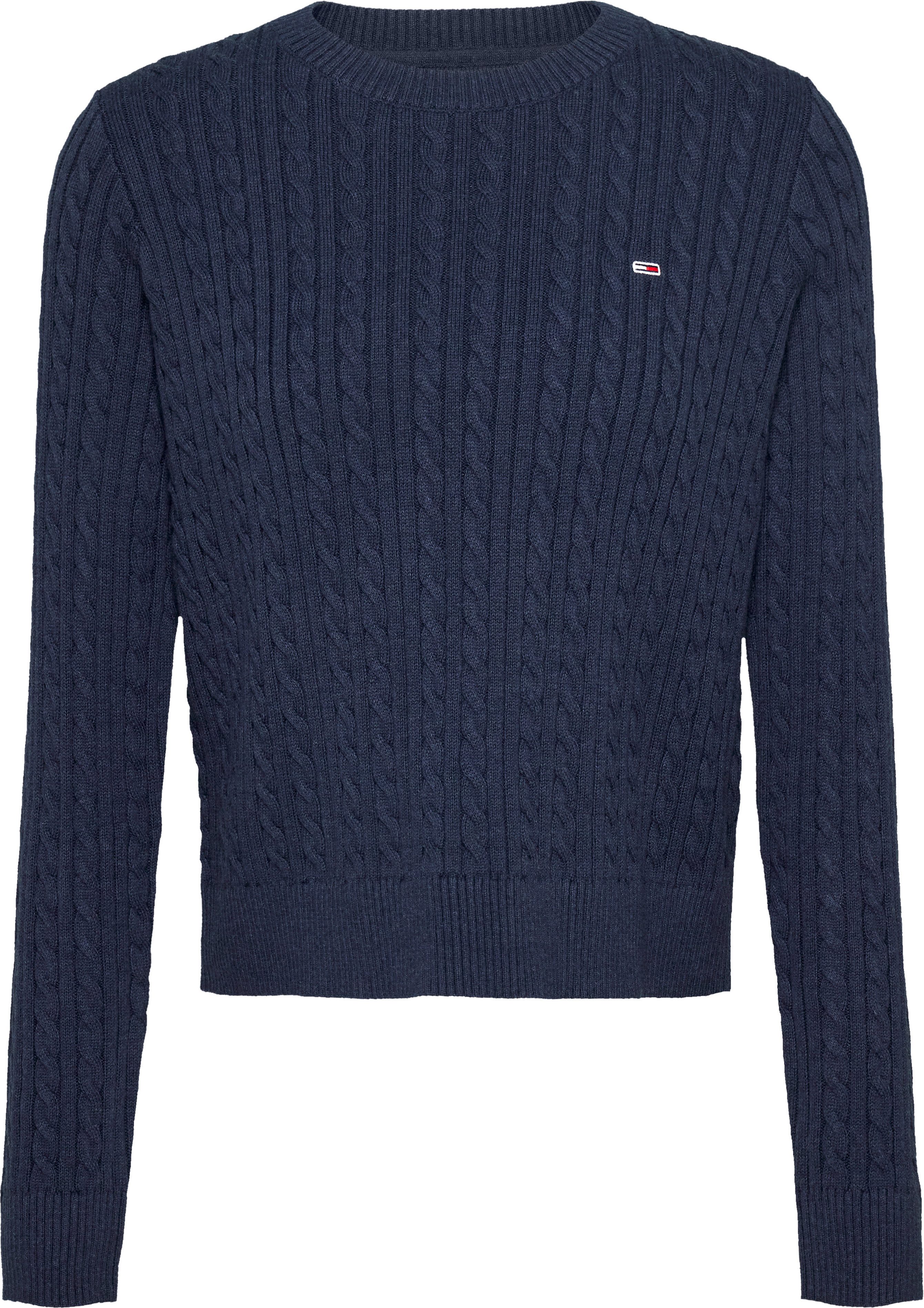 TOMMY JEANS Gebreide trui TJW CABLE ESSENTIAL SWEATER met kabelpatroon logo-borduursel