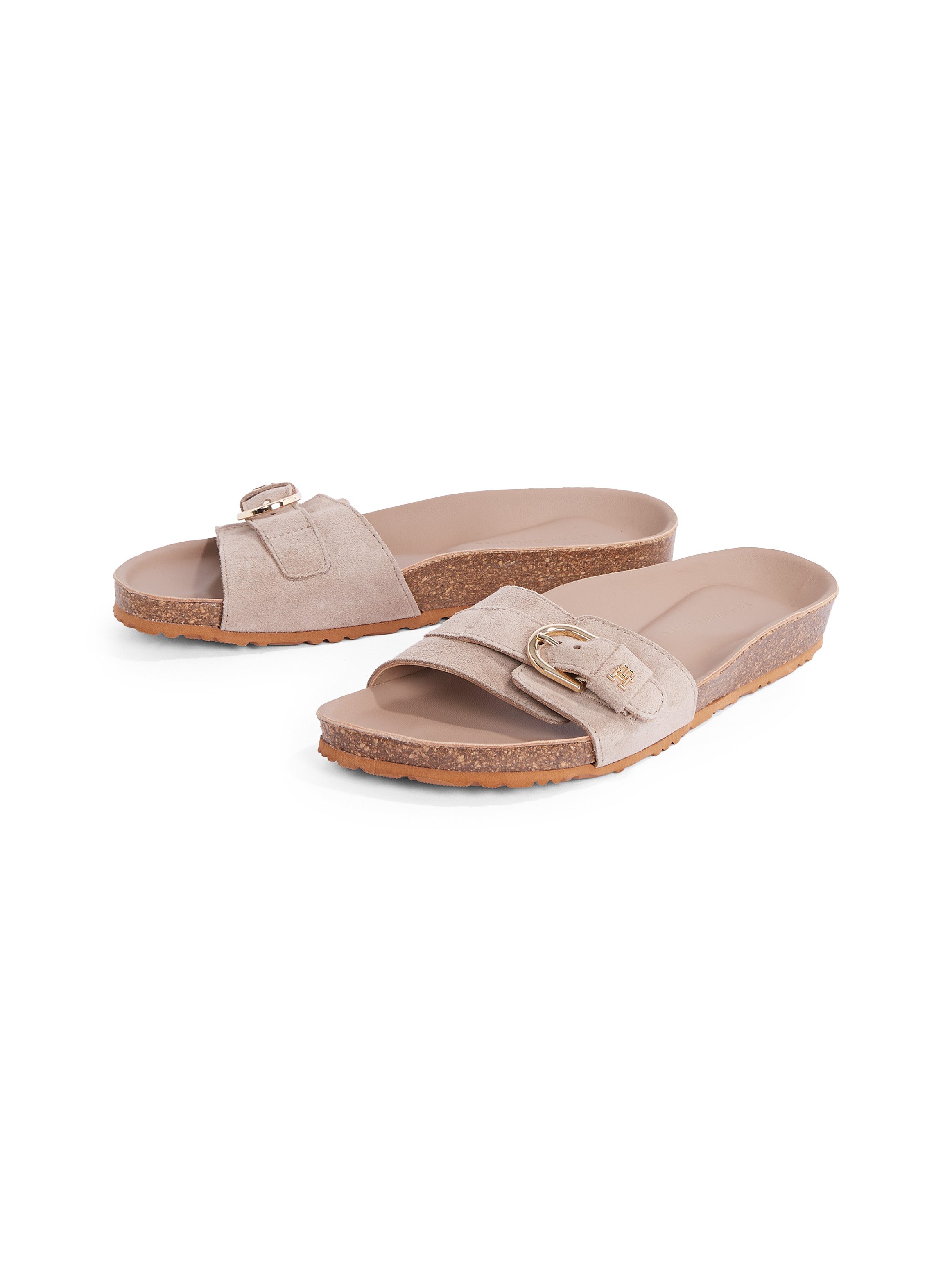 Tommy Hilfiger Slippers SOFT SUEDE ADJUSTABLE MULE , sleehak, zomer mode, instapschoen, flats met th-logo