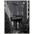 artland print op glas new york manhattan bridge (1 stuk) zwart
