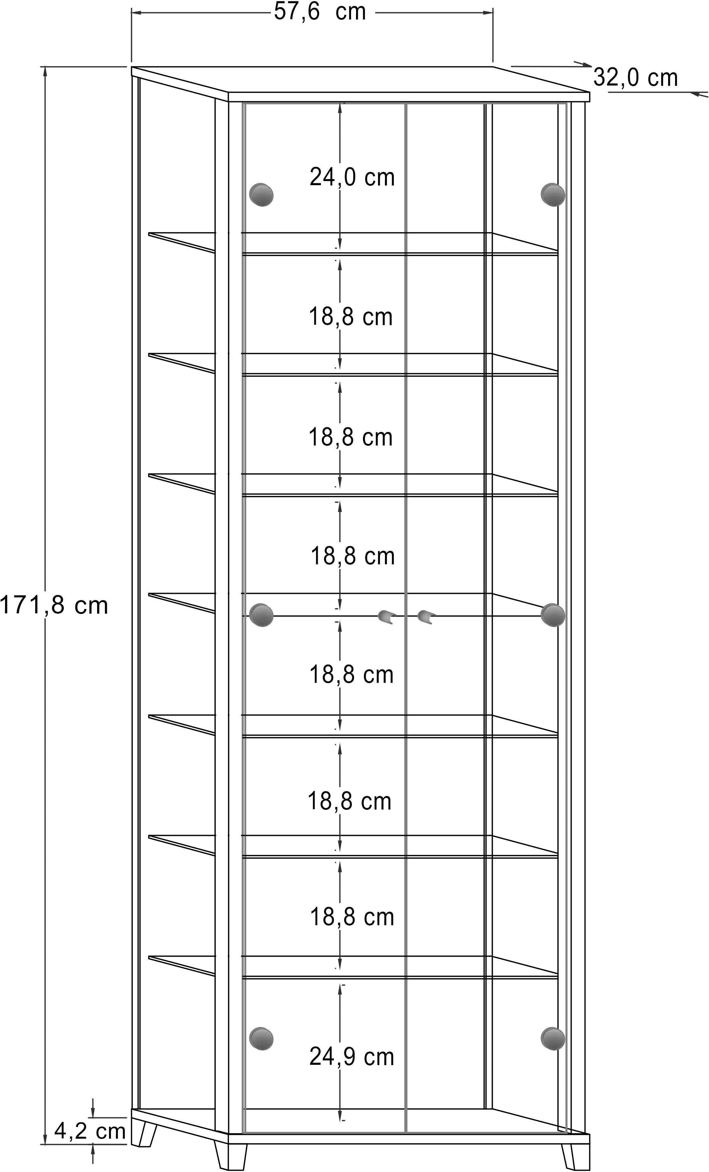 fif möbel Vitrinekast OPTIMA Staande vitrine, glazen deuren, 7 planken, LED, veelzijdig, perfect voor verzamelaars