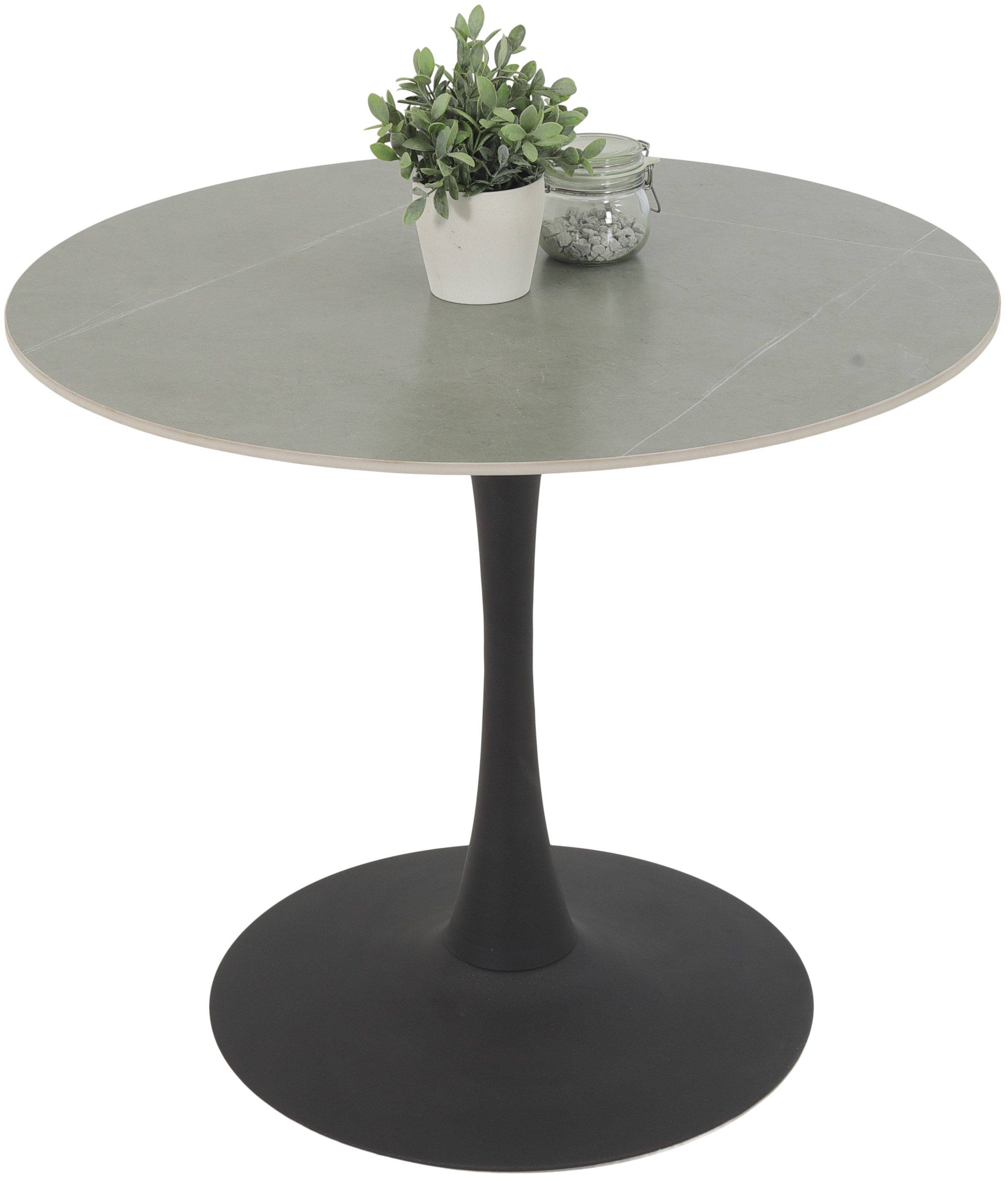 HELA Eethoek MOSEL Tafel 90x75 cm, ronde plaat, gesinterde steen, armleuningsstoel (3-delig)