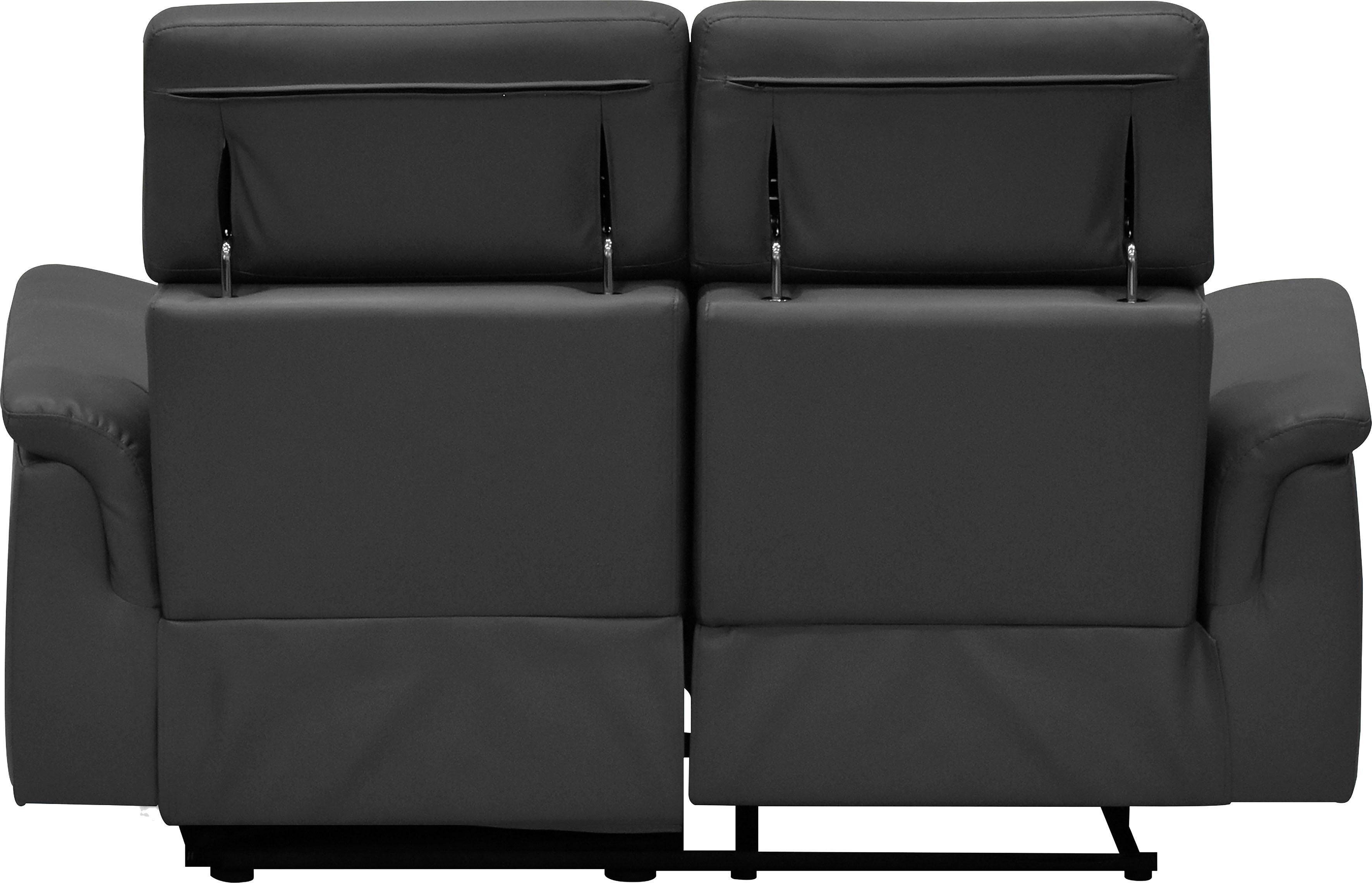 Places of Style 2-zitsbank Pareli 172 cm, handmatige en elektrische relaxfunctie USB, hoofdsteunverstelling, LED, in echt leer, kunstleer, web