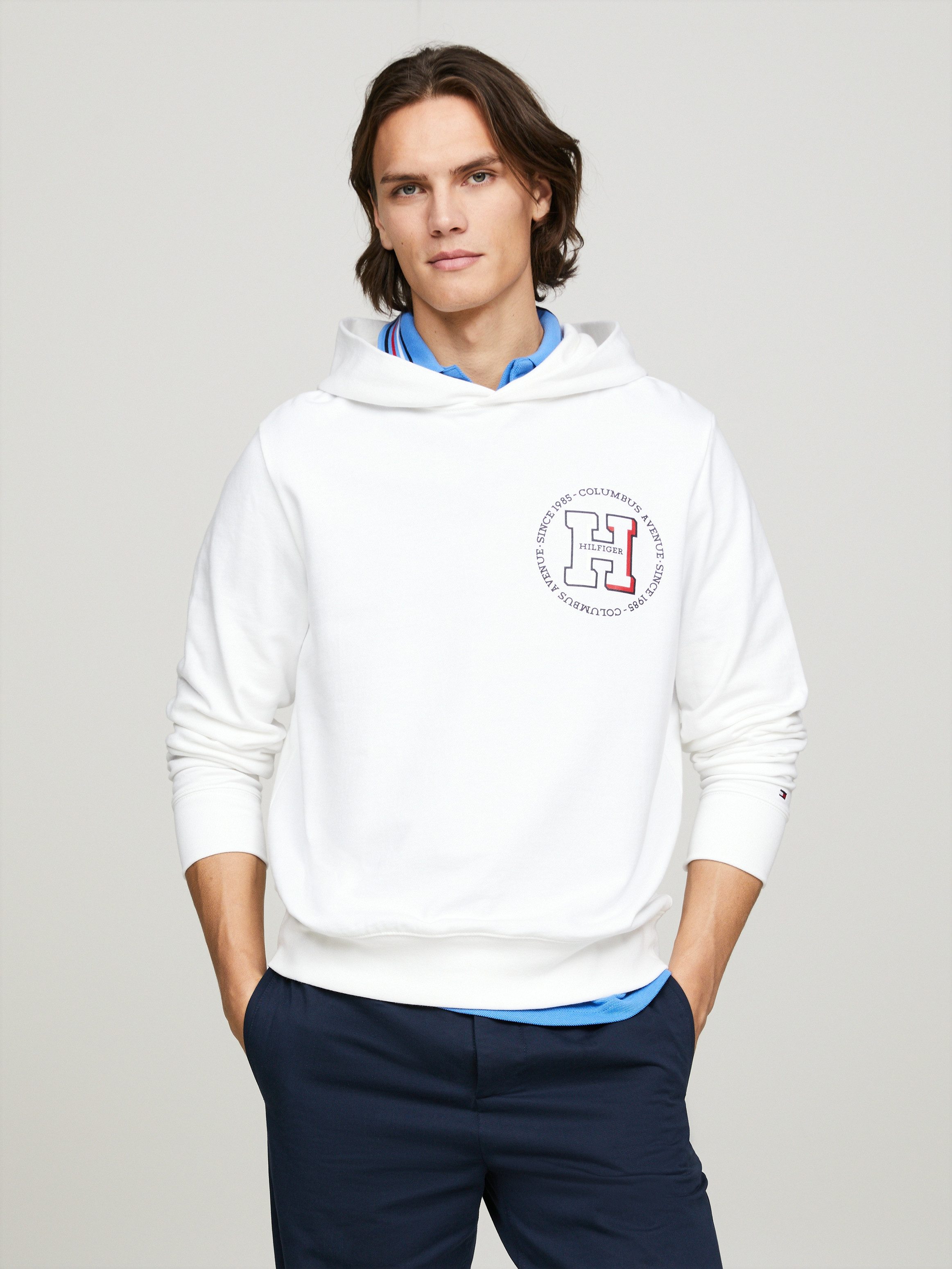 Tommy Hilfiger Hoodie HILFIGER H ROUNDEL HOODY heren sweaters maat XXXL wit