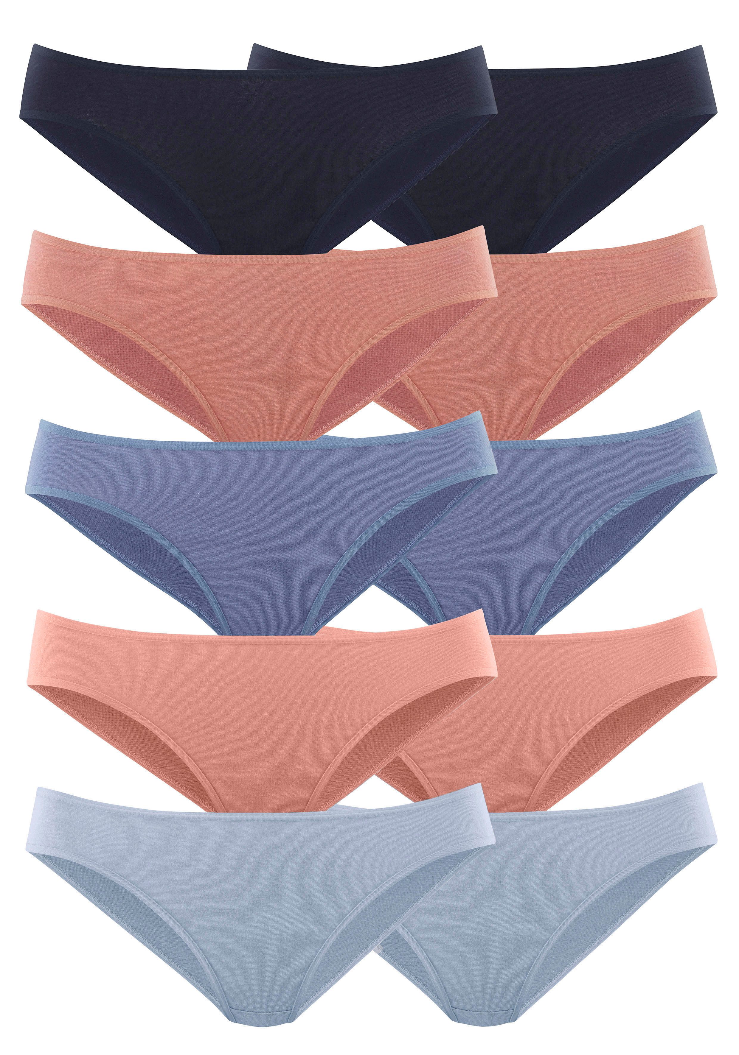 Petite fleur Bikinibroekje van elastisch katoen (set, 10 stuks, 10 stuks) dames slips maat 48/50 blauw