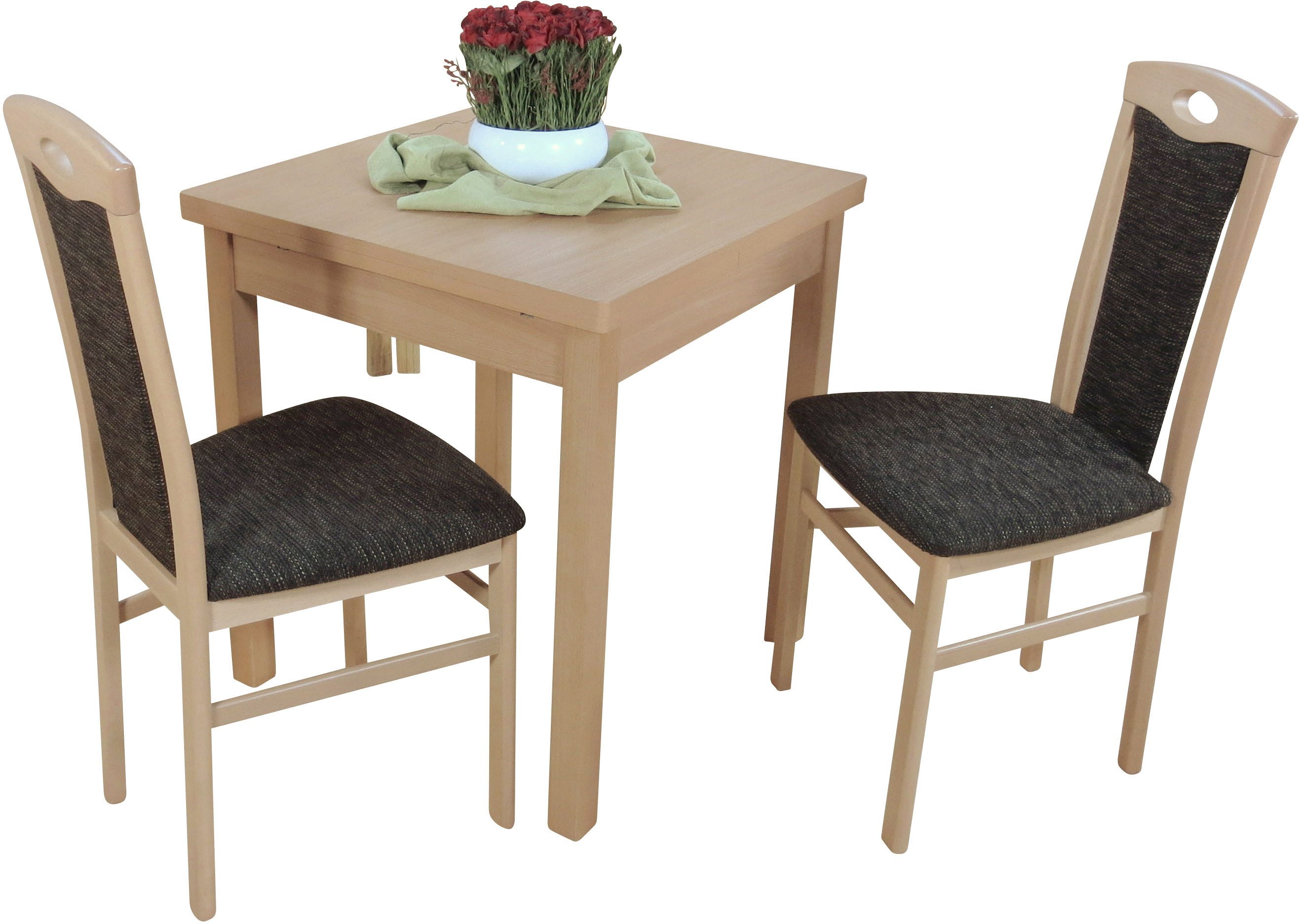 HOFMANN LIVING AND MORE Eethoek 3-delig eethoek Stoelen voorgemonteerd (voordeelset, 2-delig) eethoeken bruin