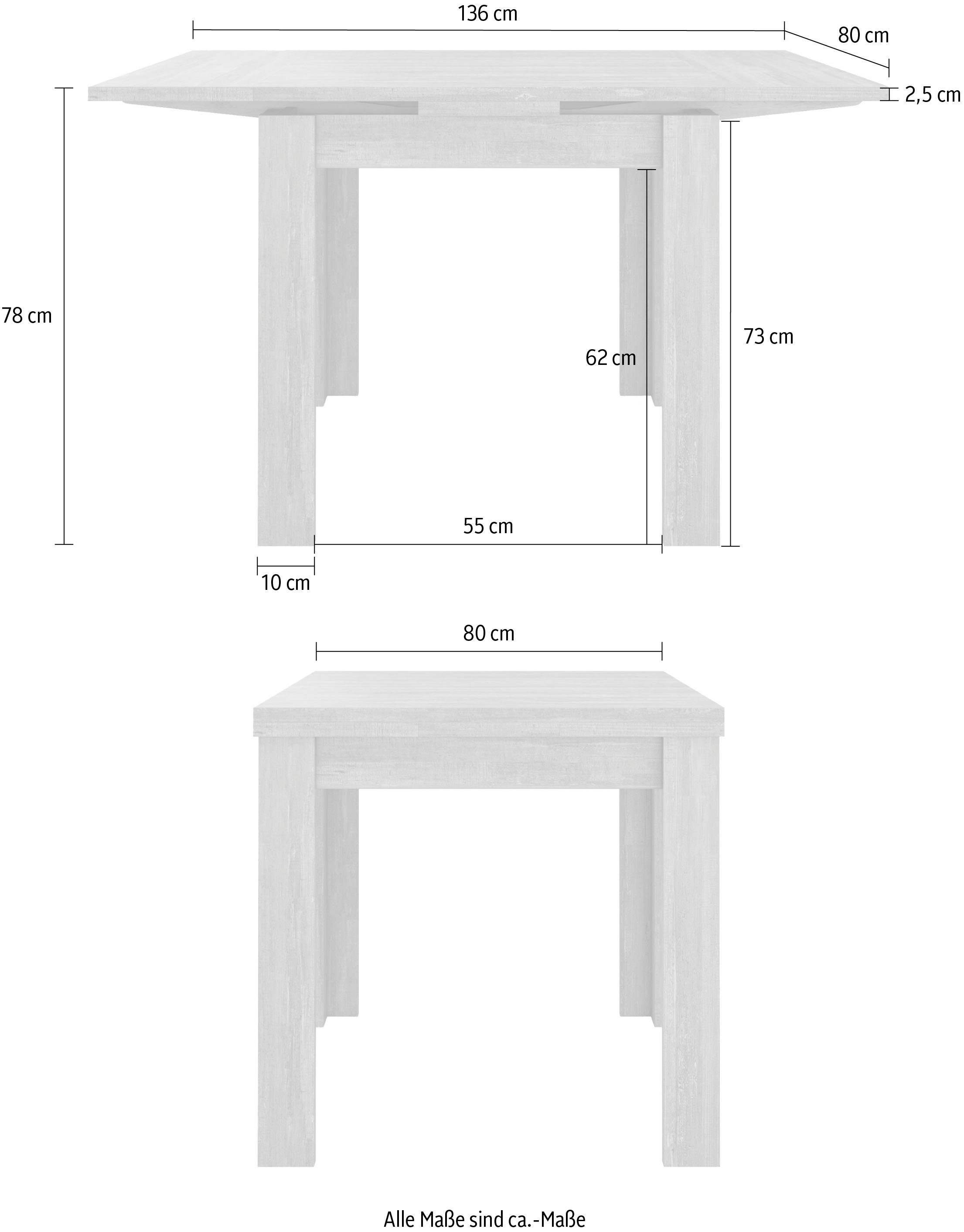 Mäusbacher Eettafel Monti BESTSELLER!, tafel, keukentafel, uittrekbare tafel uit te trekken tot 136 cm