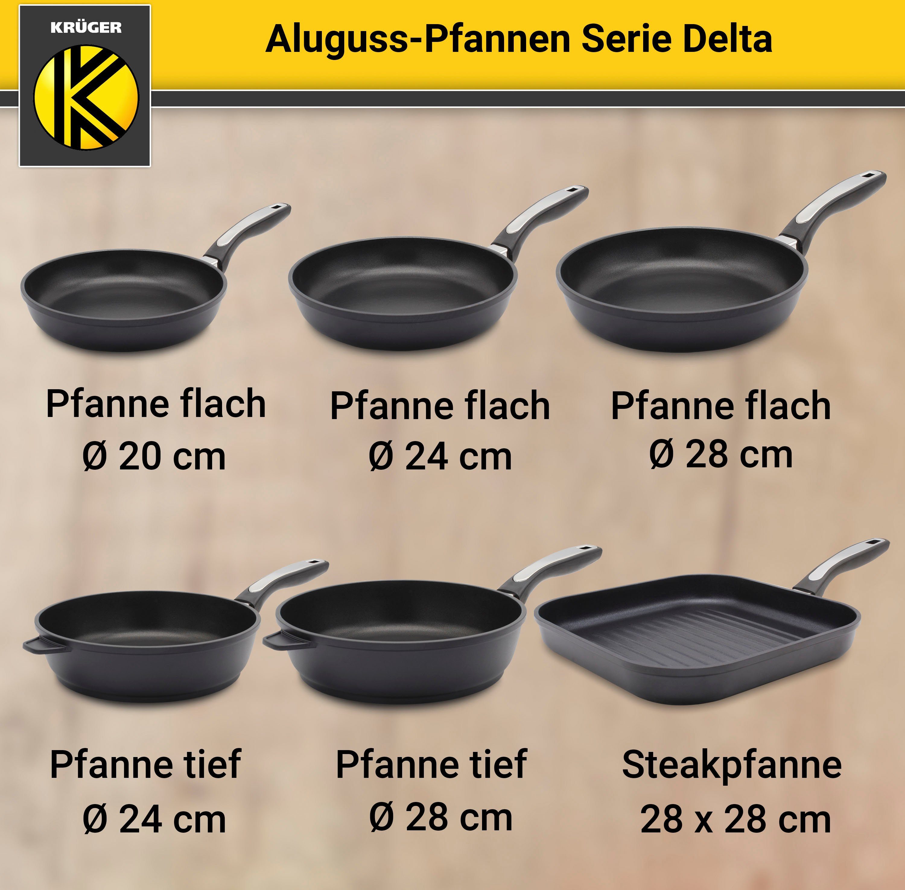 Krüger Koekenpan Gietaluminium koekenpan plat delta (1-delig)