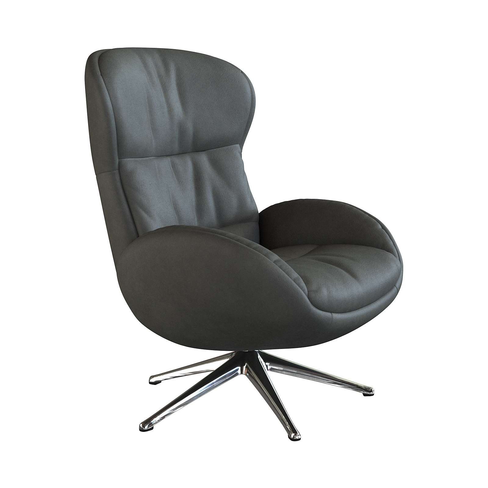 FLEXLUX Relaxfauteuil Haze, TV-stoel, fauteuil, stoffeerstoel Rugdeelverstelling, draaibaar, voet van aluminium tv-fauteuils maat Anilineleer groen