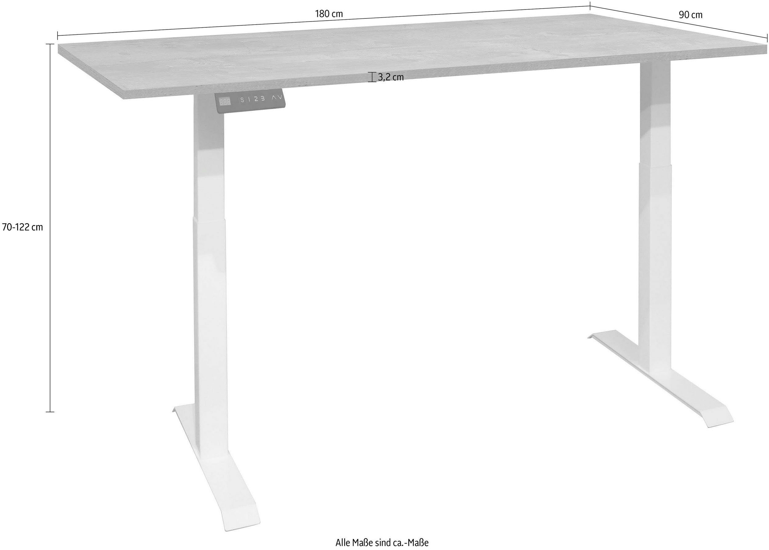 Mäusbacher Bureau Big System Office Breedte 140 cm, elektrisch in hoogte verstelbaar