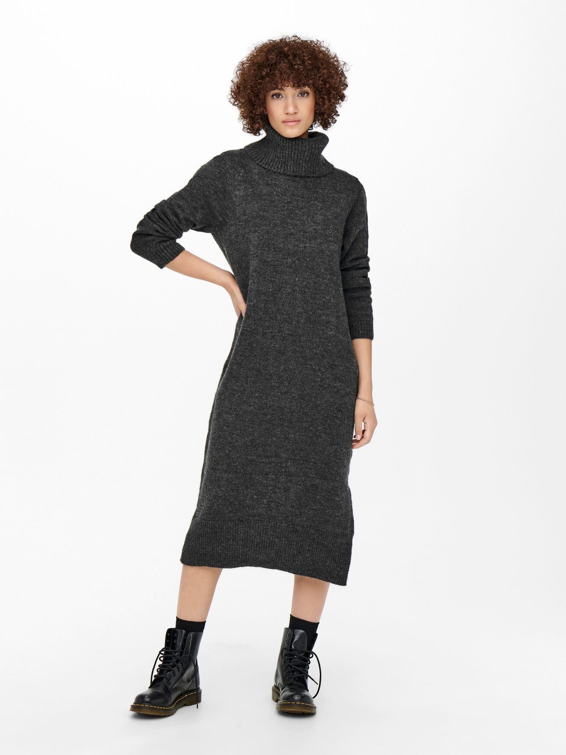 Only Gebreide jurk ONLBRANDIE L/S ROLL NECK DRESS