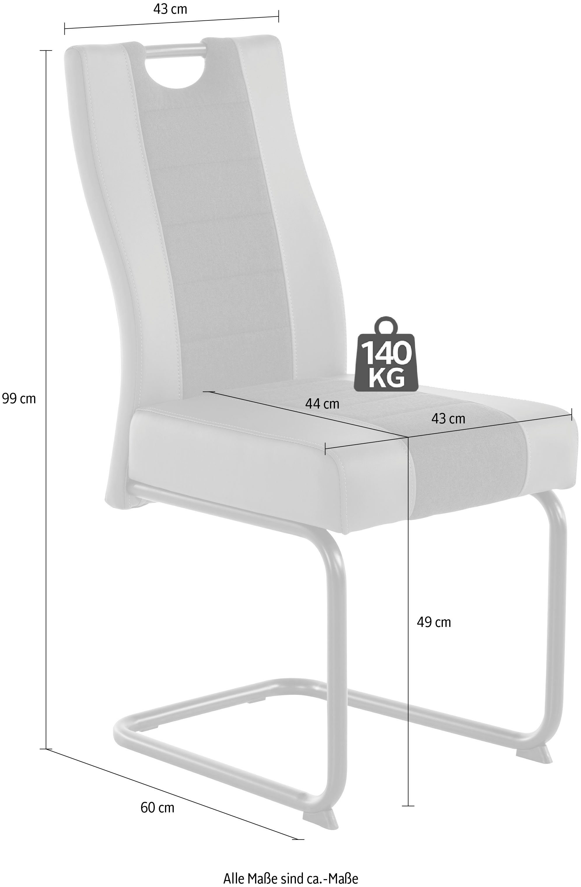 HELA Eetkamerstoel Erika S 2 of 4 stuks, comfortabele bekleding met binnenvering, sledestoel (set)