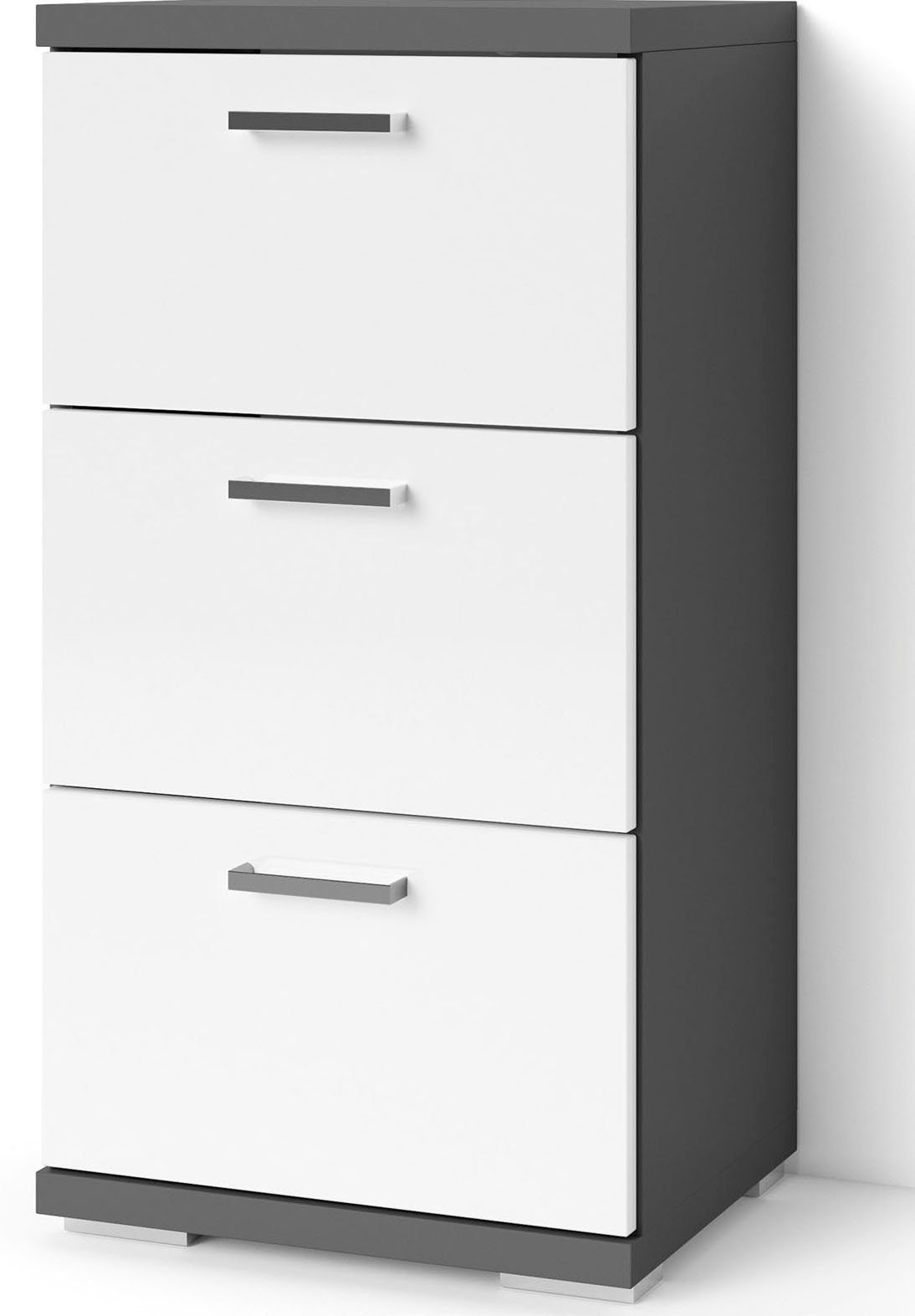 byLIVING Badkamerkast Nebraska Breedte 35 cm, badkamerkast met metalen handgrepen, 3 laden