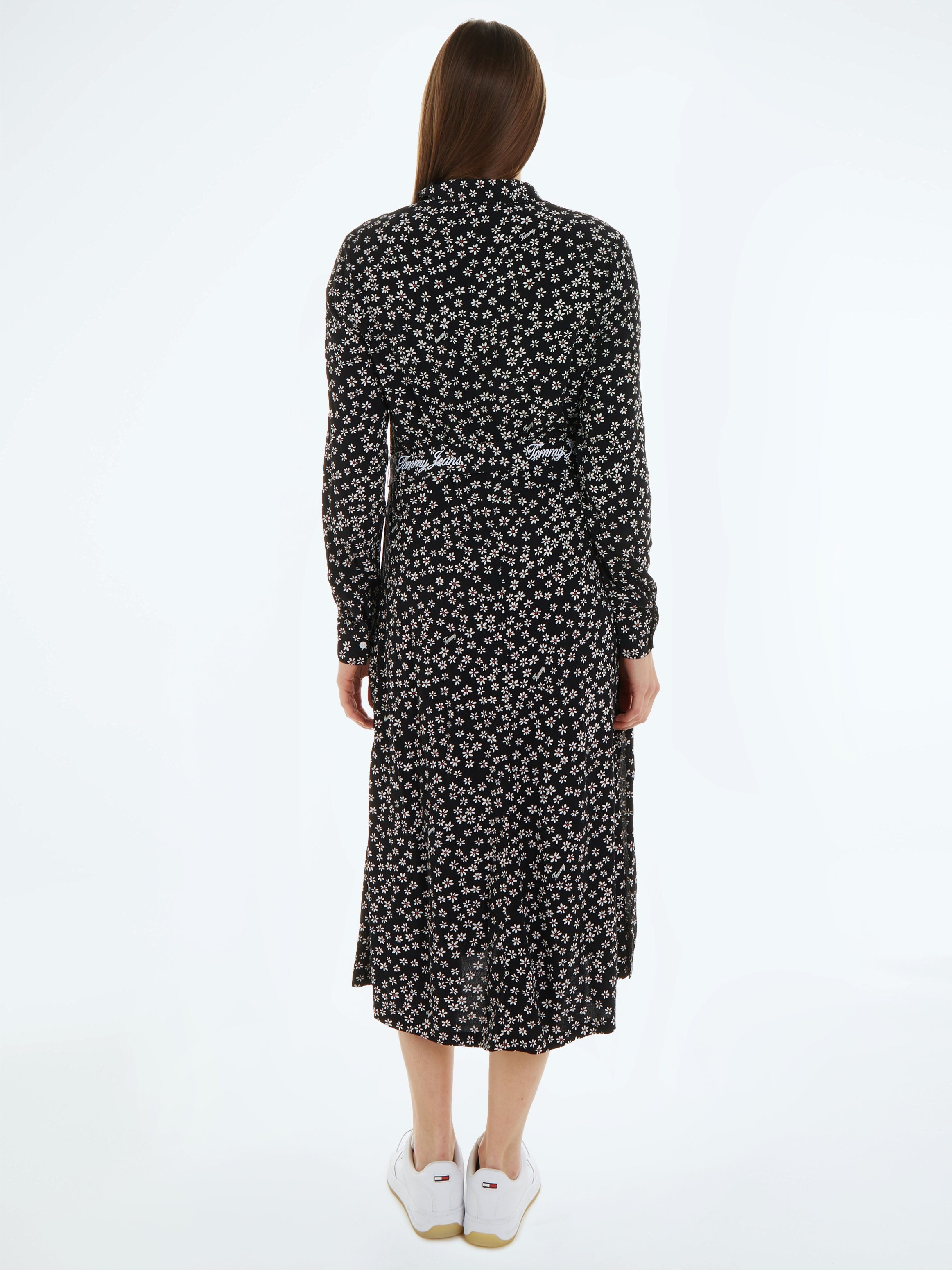 TOMMY JEANS Blousejurk TJW DITSY BELTED MIDI DRESS EXT