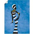 artland artprint afrikaanse vrouw in vele afmetingen  productsoorten - artprint van aluminium - artprint voor buiten, artprint op linnen, poster, muursticker - wandfolie ook geschikt voor de badkamer (1 stuk) blauw