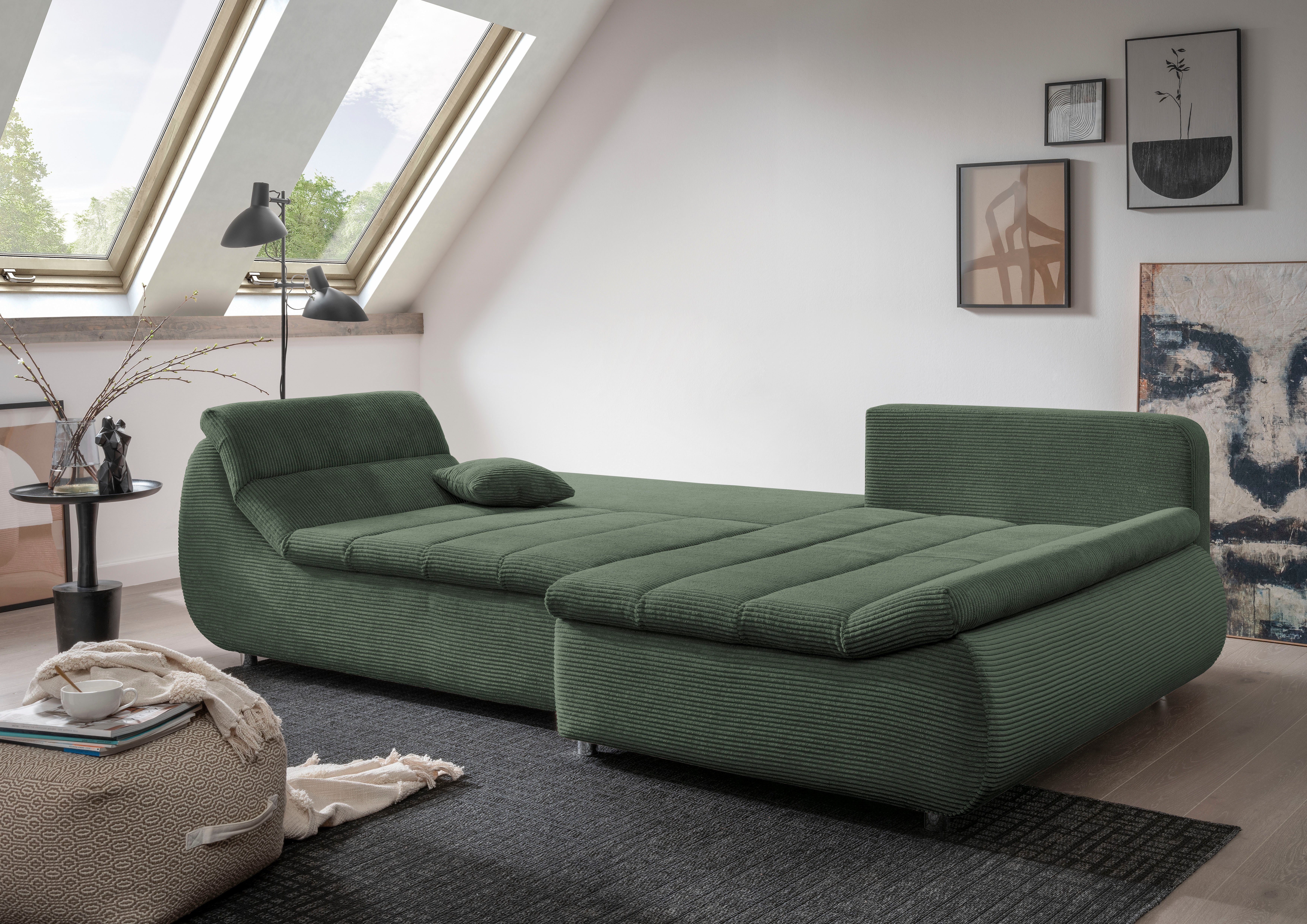 INOSIGN Hoekbank Imola elegant en comfortabel, actuele stiksels in de zitting, L-vorm
