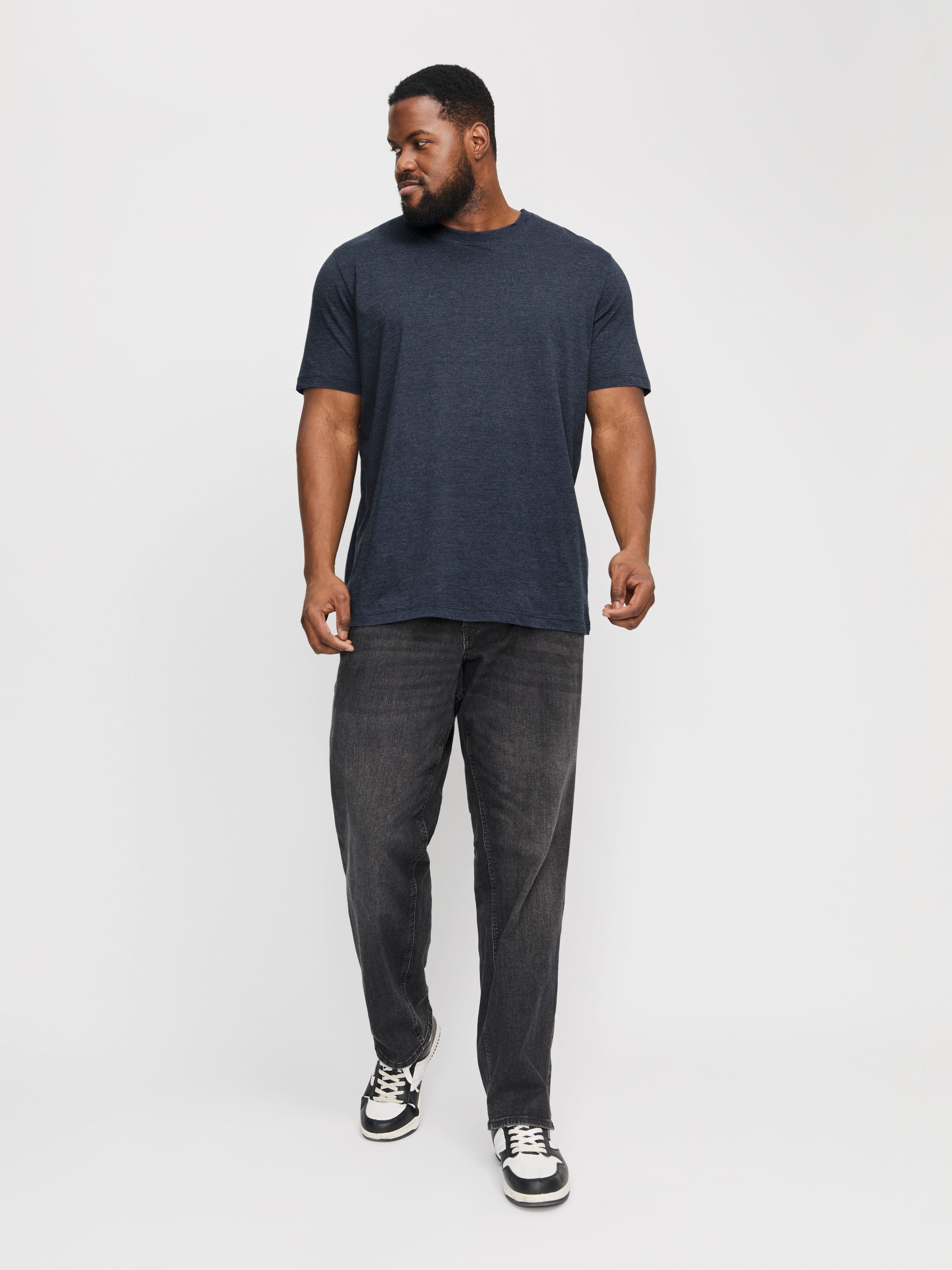 Jack & Jones PlusSize Shirt met ronde hals JJEORGANIC MEL TEE SS O-NECK NOOS PLS