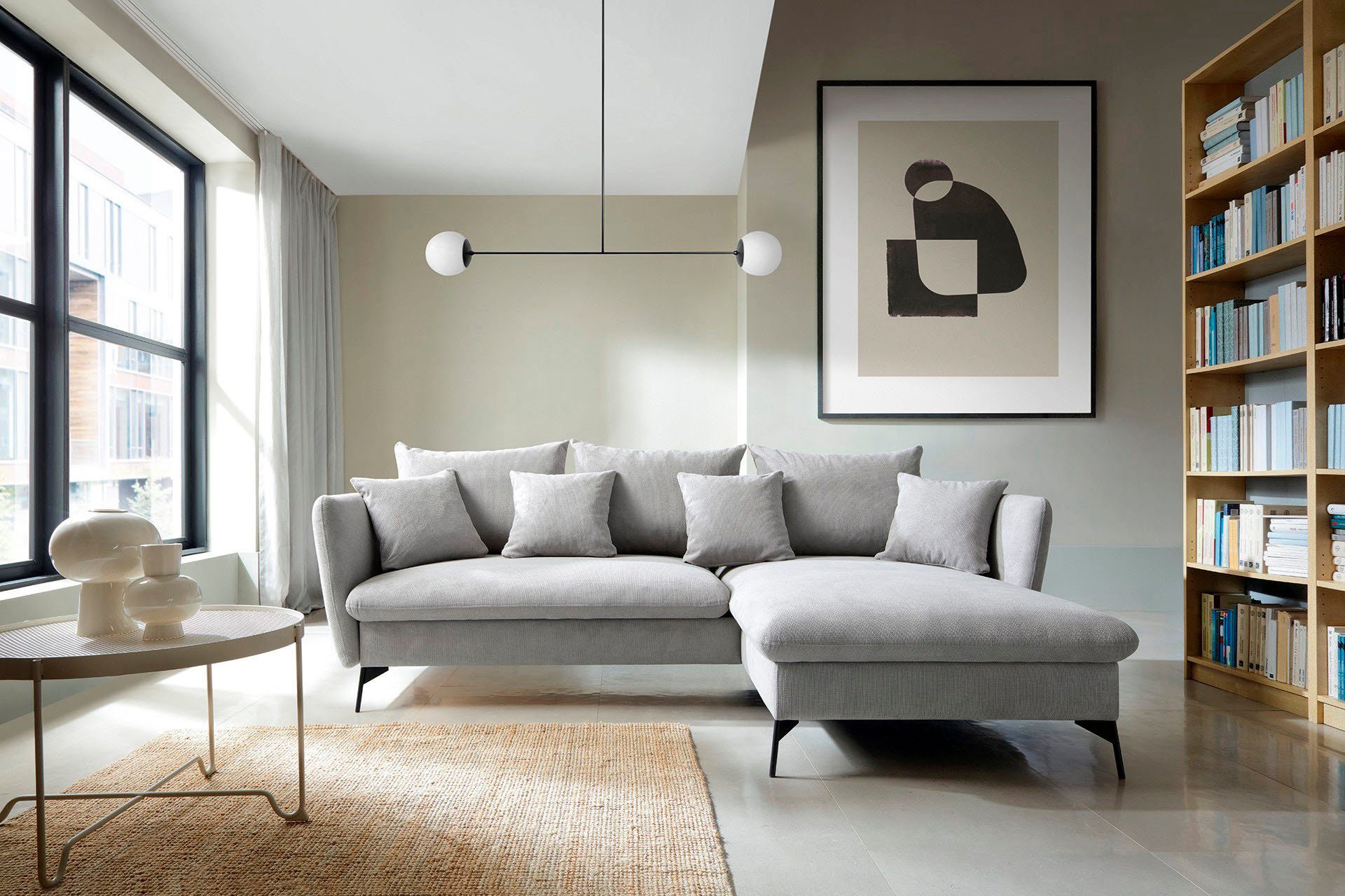 andas Hoekbank LIVORNO,258 cm, L-model, Slaapfunctie en bedlade (139/224 cm), fluweel, structuur, geweven stof