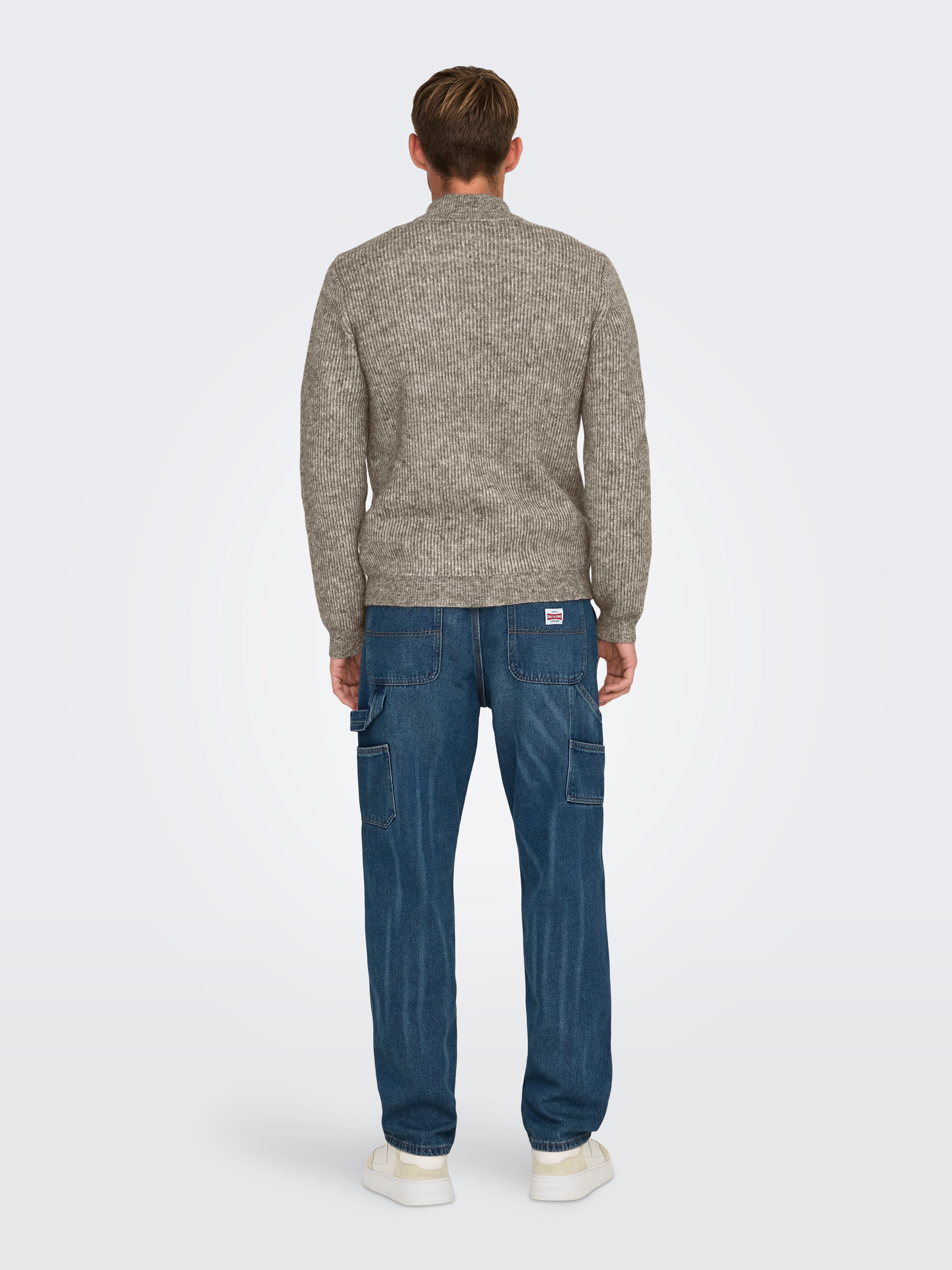 ONLY & SONS Schipperstrui ONSTEGAN REG 5 WOOL HALF ZIP KNIT BF