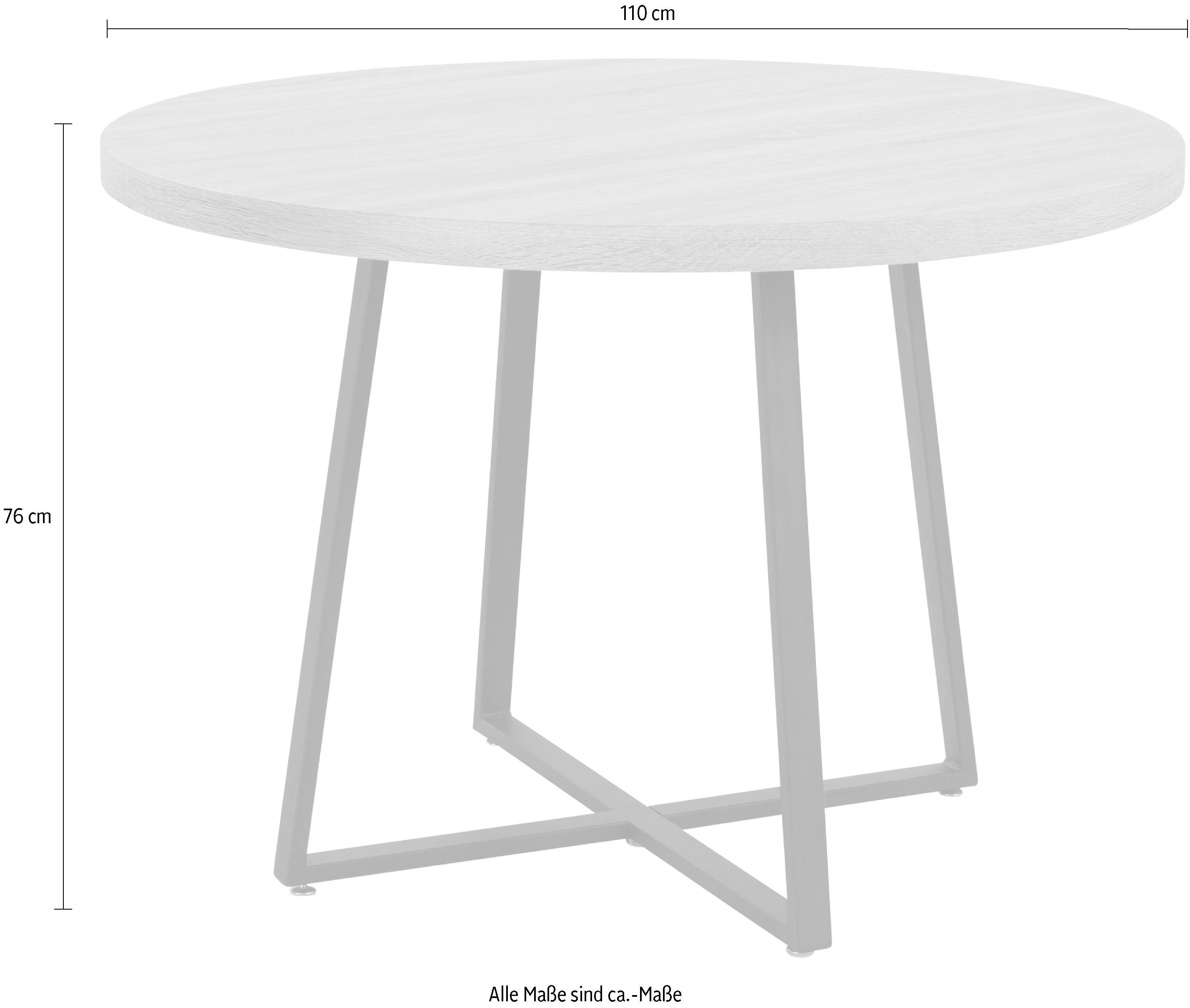 Home affaire Eettafel Anja, TOPSELLER! Diameter 110 cm, Scandi design, metalen frame