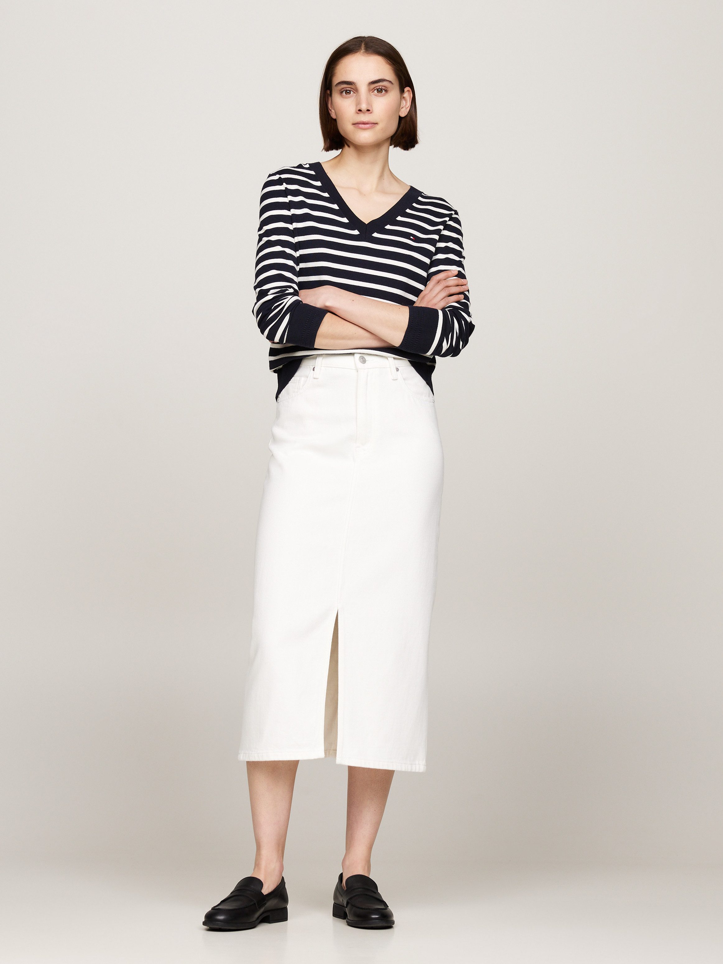 Tommy Hilfiger Trui met V-hals CO JERSEY STITCH V-NK SWEATER met V-hals en rib